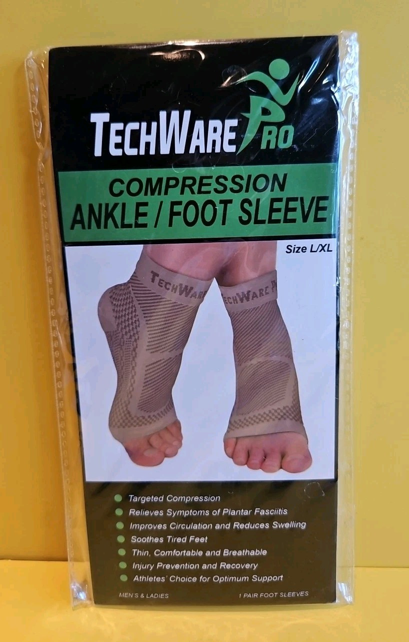 TechWare Pro Ankle Brace Compression Sleeve~Relieves Achilles Tendonitis Sz L/XL