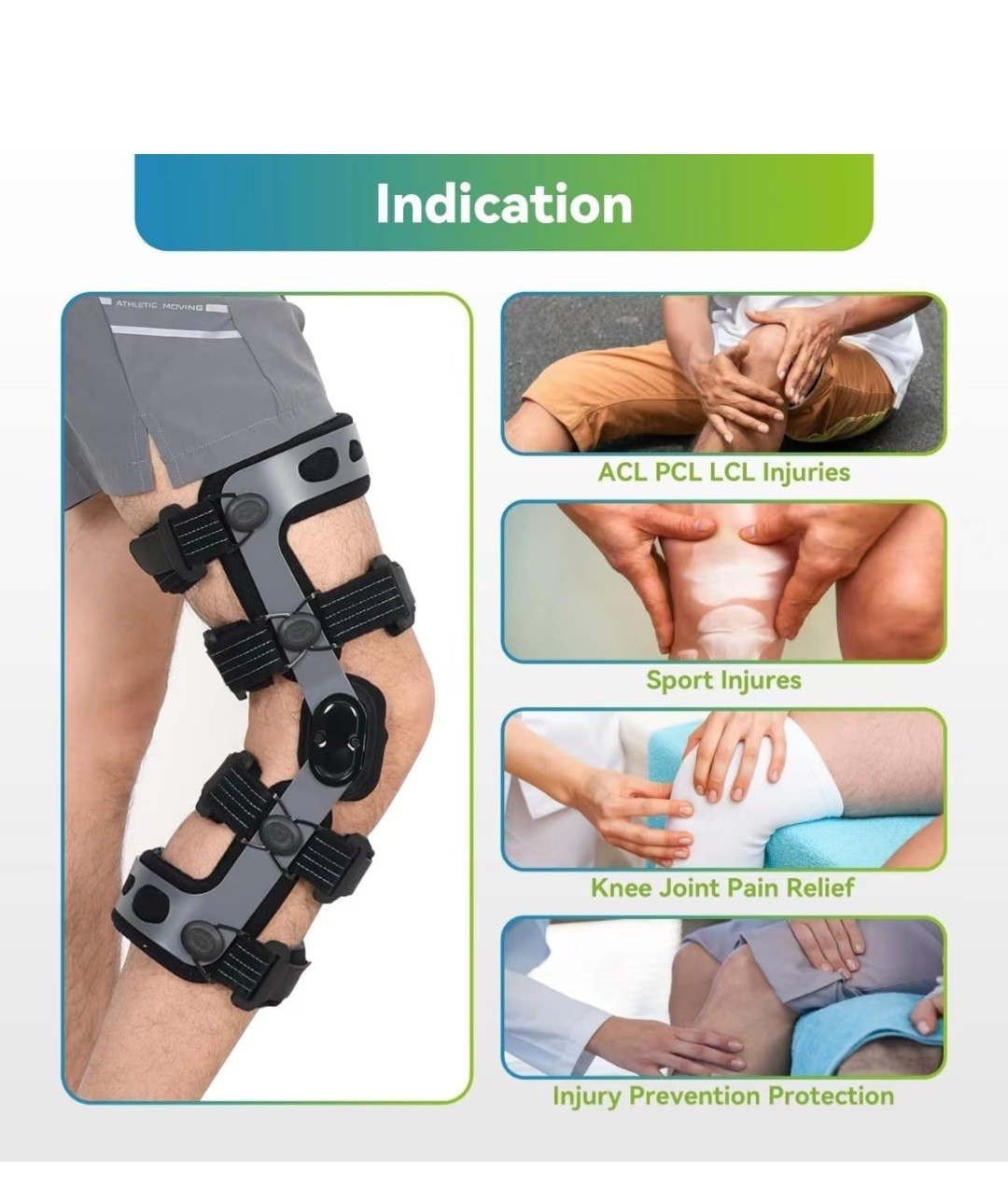 ACL/MCL/PCL Knee Brace for Sports,Ligament Injury Prevention & Pain Relief