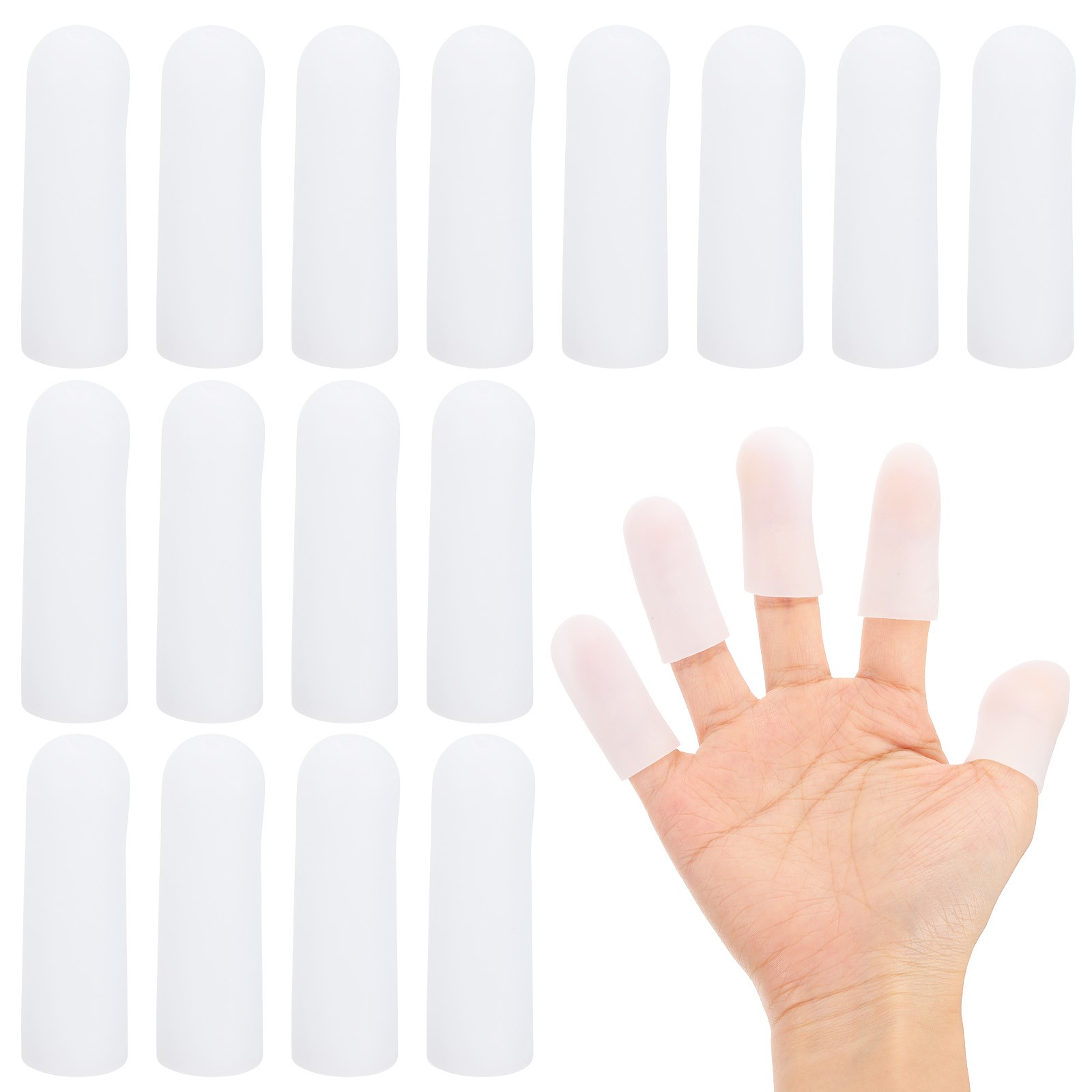 20 Pcs 2″x0.67″ Gel Finger Cots Silicone Finger Tip Protector Support White