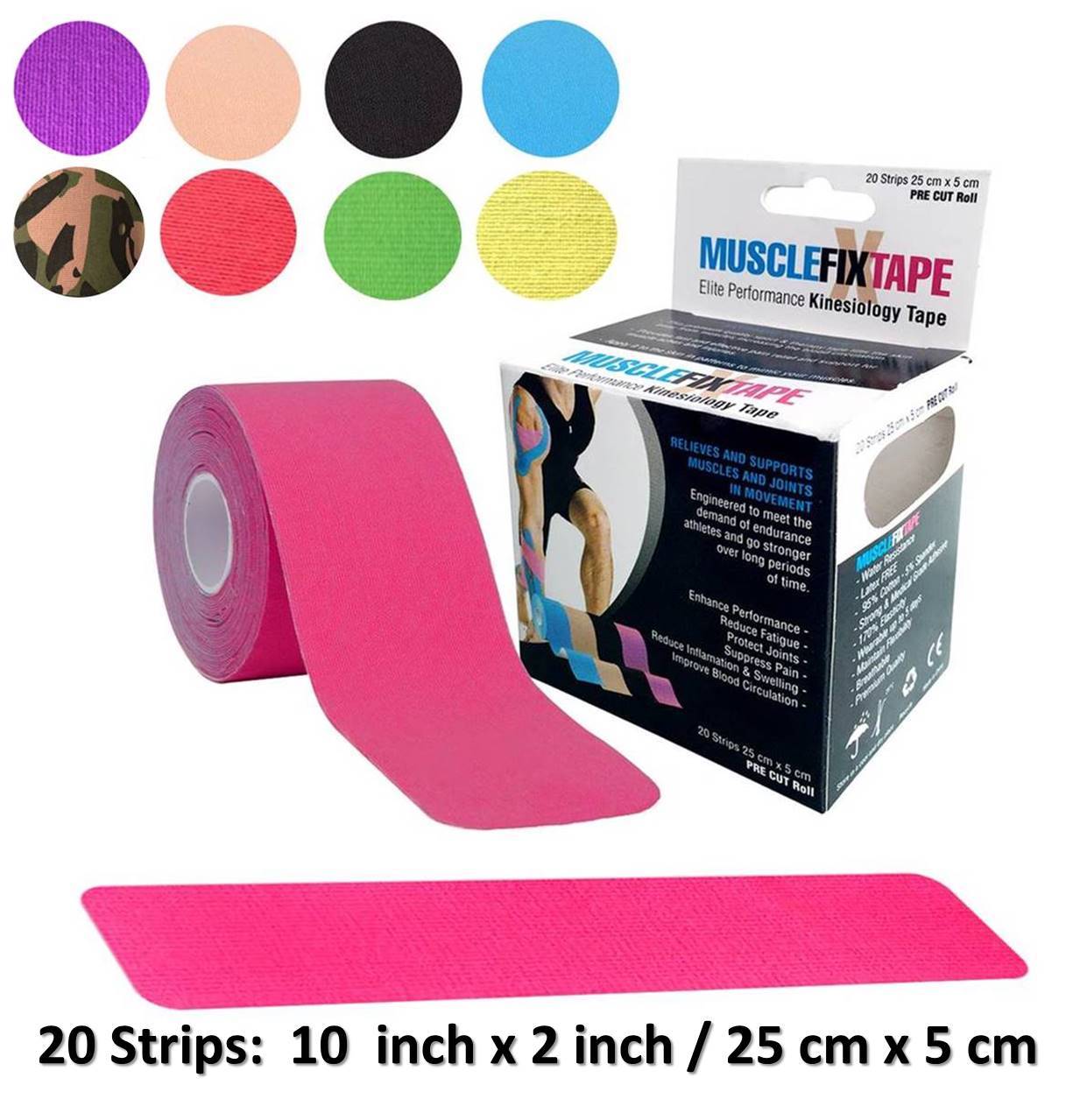 Sports Kinesiology Recovery Precut Tape Roll Athletic Muscle Therapy Pain Relief