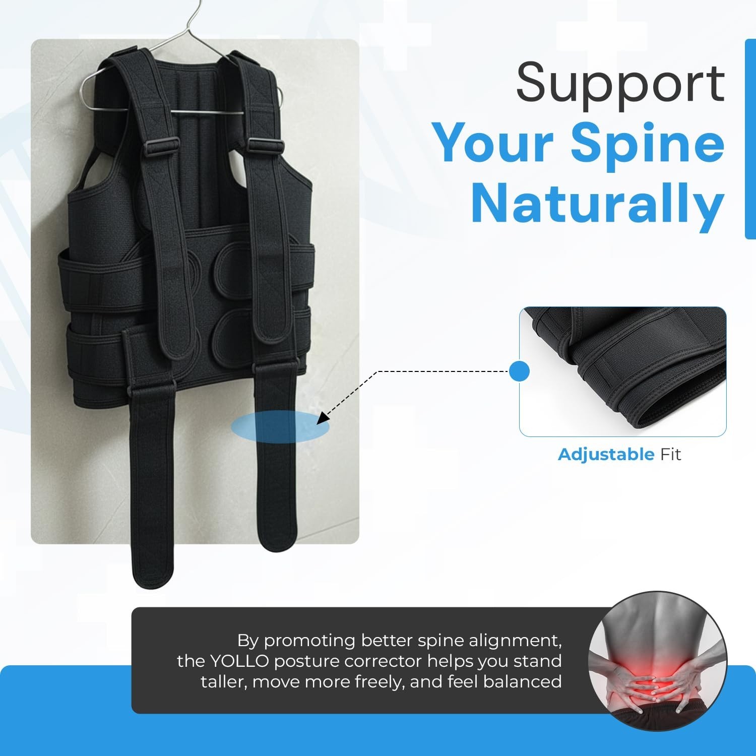 Adjustable Back Brace Posture Corrector for Men & Women – Spine Alignment, Scoli
