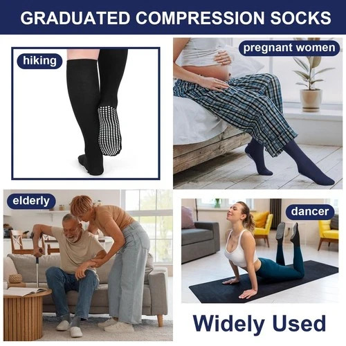 3 Pair Non Slip Compression Socks for Women Men 20-30 Mmhg Anti Skid Graduate…