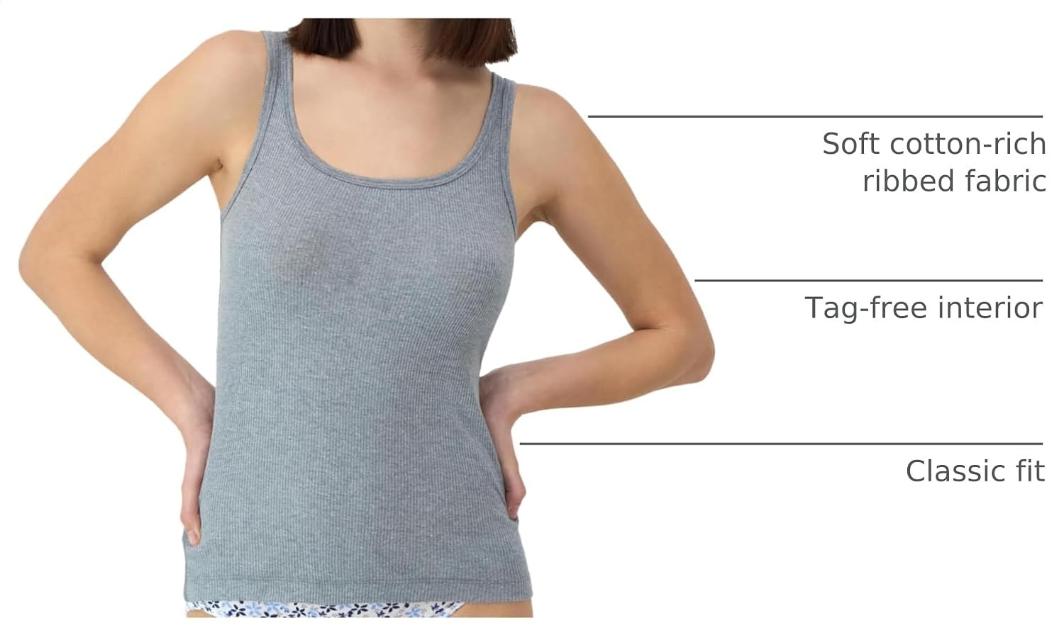 Hanes Women’s Originals Ribbed Tank Pack, Soft Cotton Rib Tank Tops for Women, 4