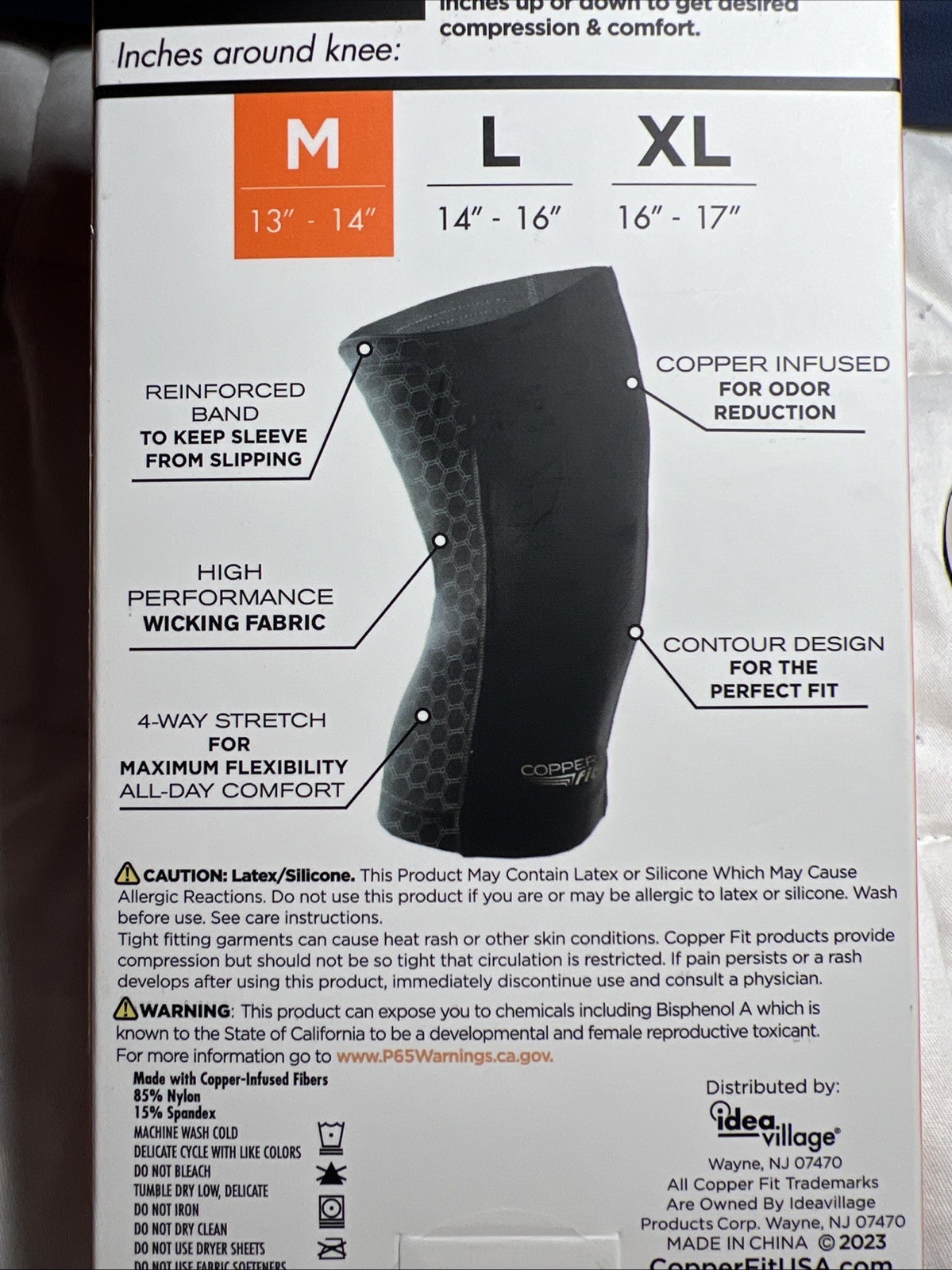 Copper Fit Freedom Black Compression Knee Sleeve Medium …Z