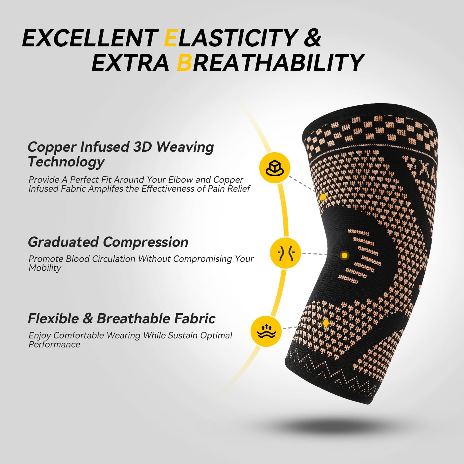 2 Pack Elbow Brace Compression Sleeve Wrap Pads for Tendonitis Arthritis, M