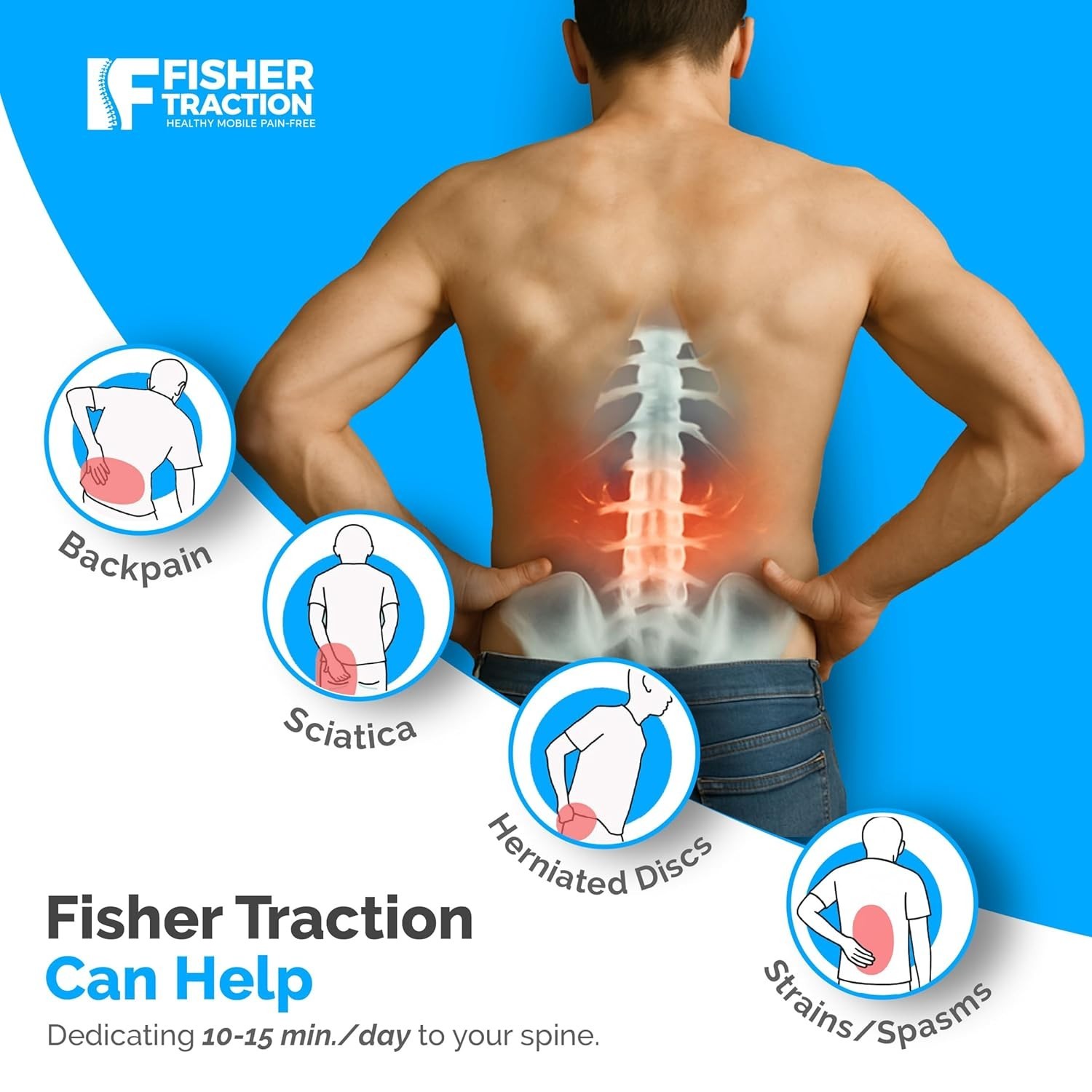 Lightweight Spinal Traction Device for Effective Lower Back Support Over 230 lbs
