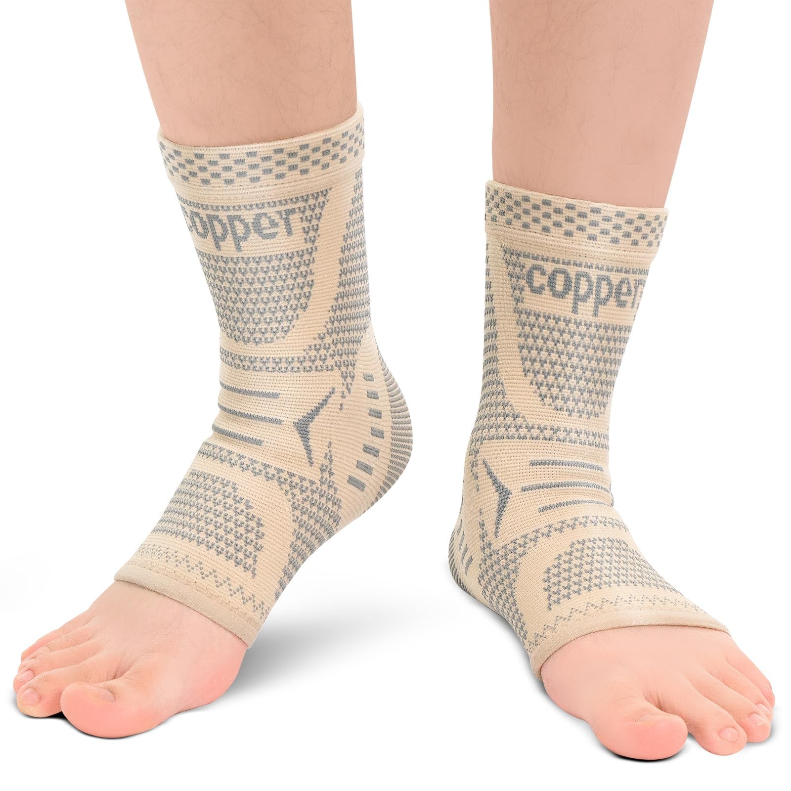 INDEEMAX Copper Infused Ankle Brace for X-Large, 2 Pack Skin Silver New