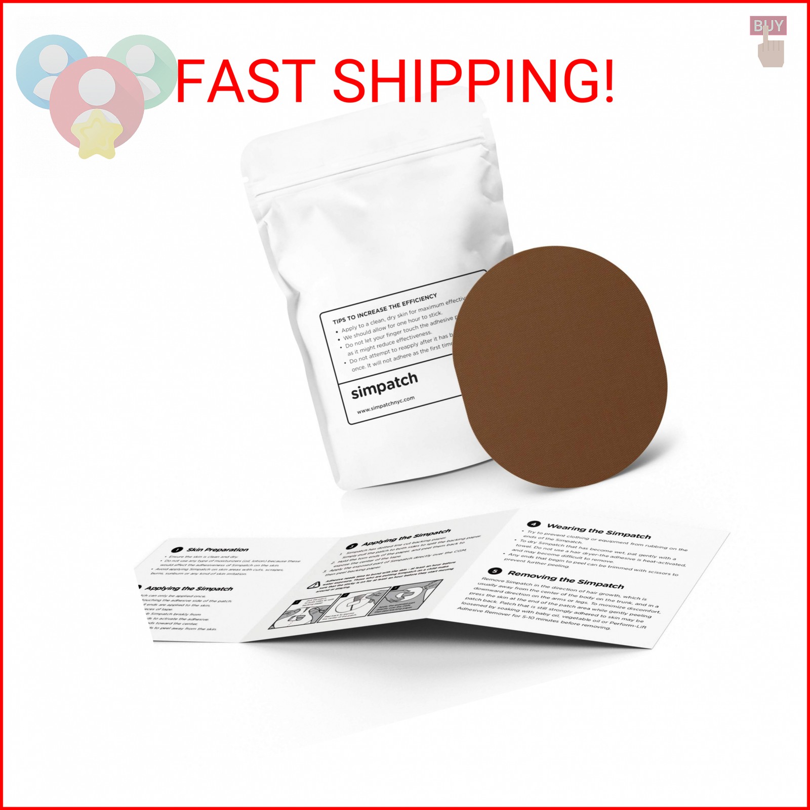 SIMPATCH Universal Adhesive Patch (25-Pack) – Waterproof Adhesive, CGM Patches (