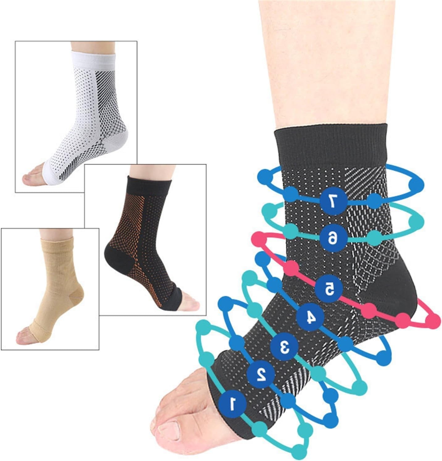 Neuropathy Socks for Foot,Soothe Arch Support Women XX-Large, White