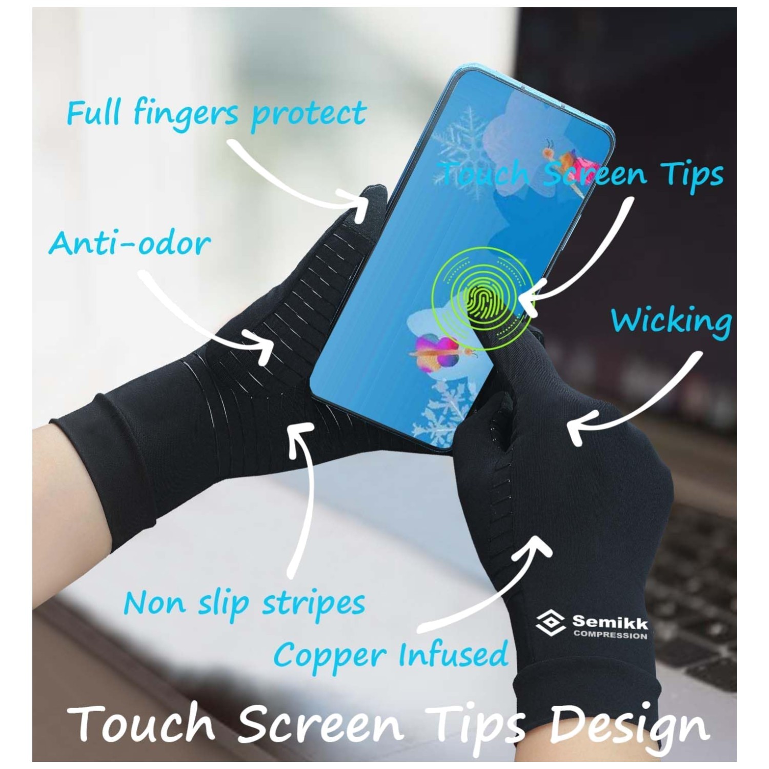 Full Finger Copper Gloves for Joint Pain Relief