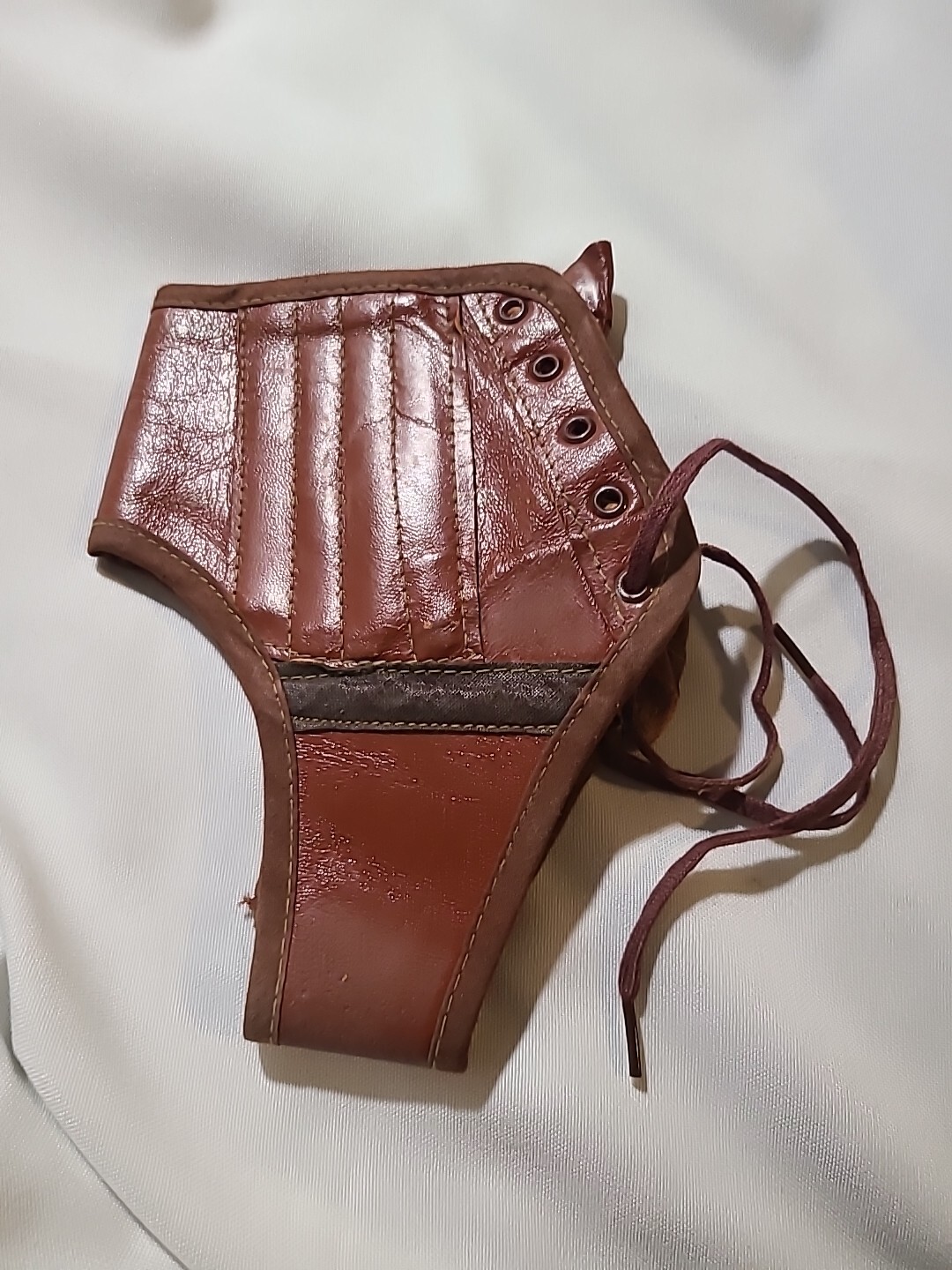 VINTAGE Brown Leather Lace Up Ankle Brace Antique?