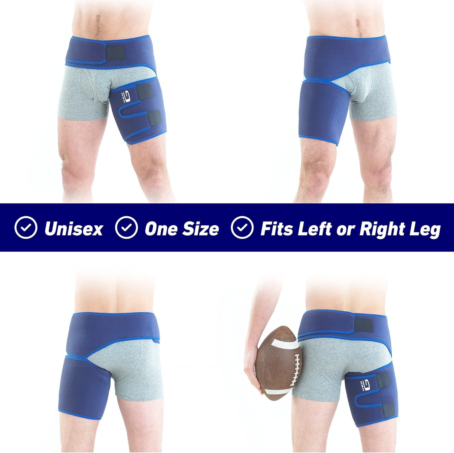 Neo-G Groin Brace for Thigh or Hamstring Injury. One Size, Blue
