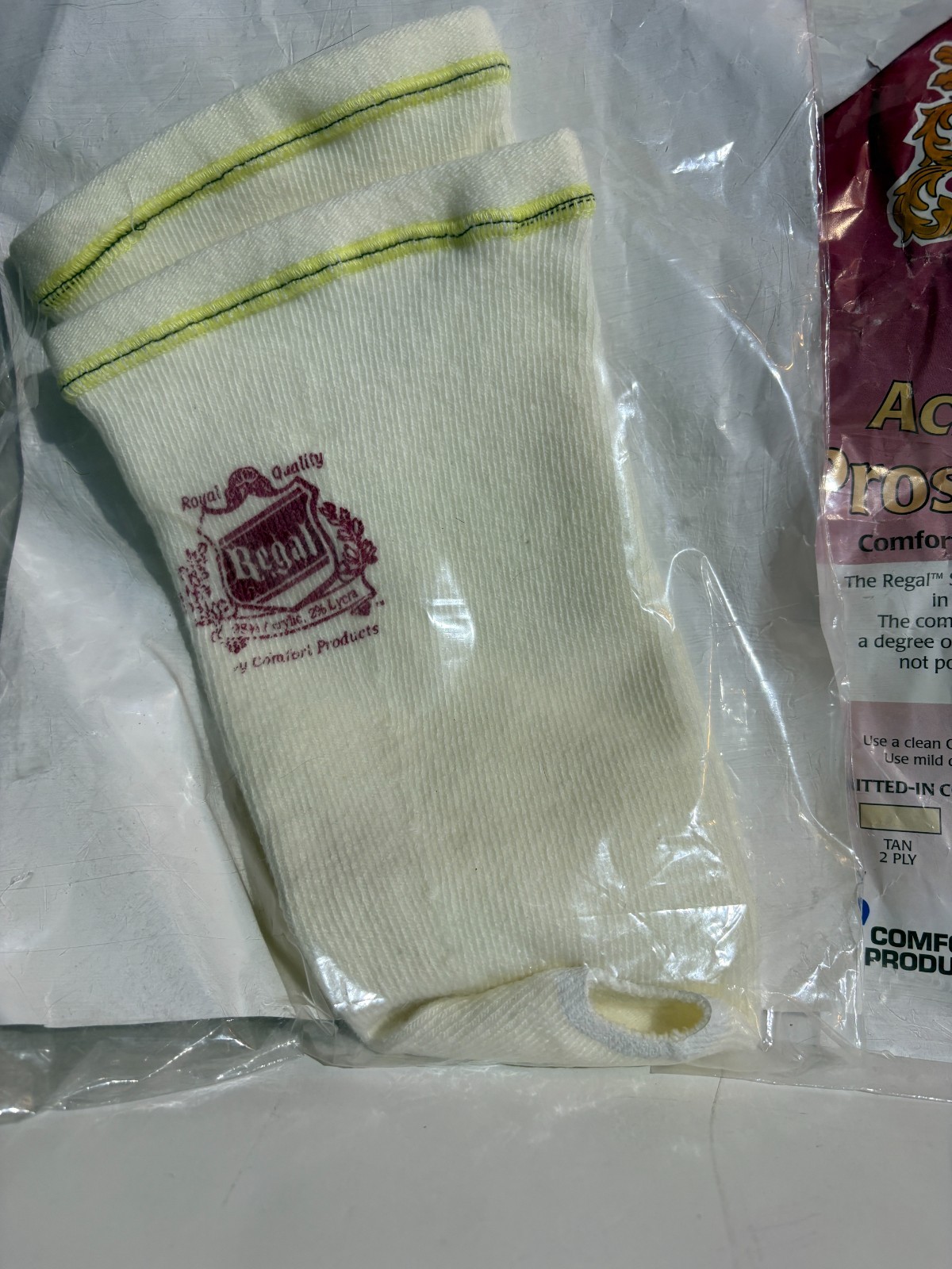 2 Regal Acrylic Stretch Prosthetic Socks 3 & 5 Ply No Hole New In Package