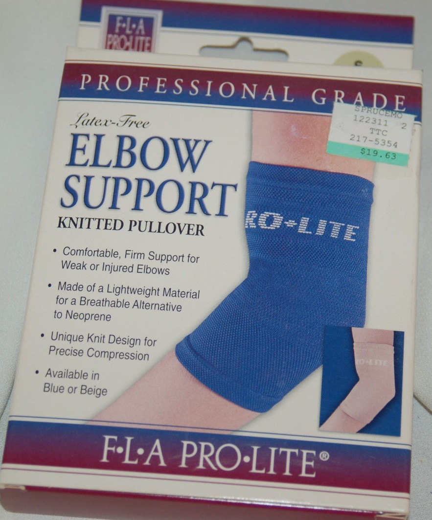 FLA PRO LITE LATEX FREE ELBOW SUPPORT PULL OVER SIZE SMALL BEIGE NIP 8-9 ARM SZ