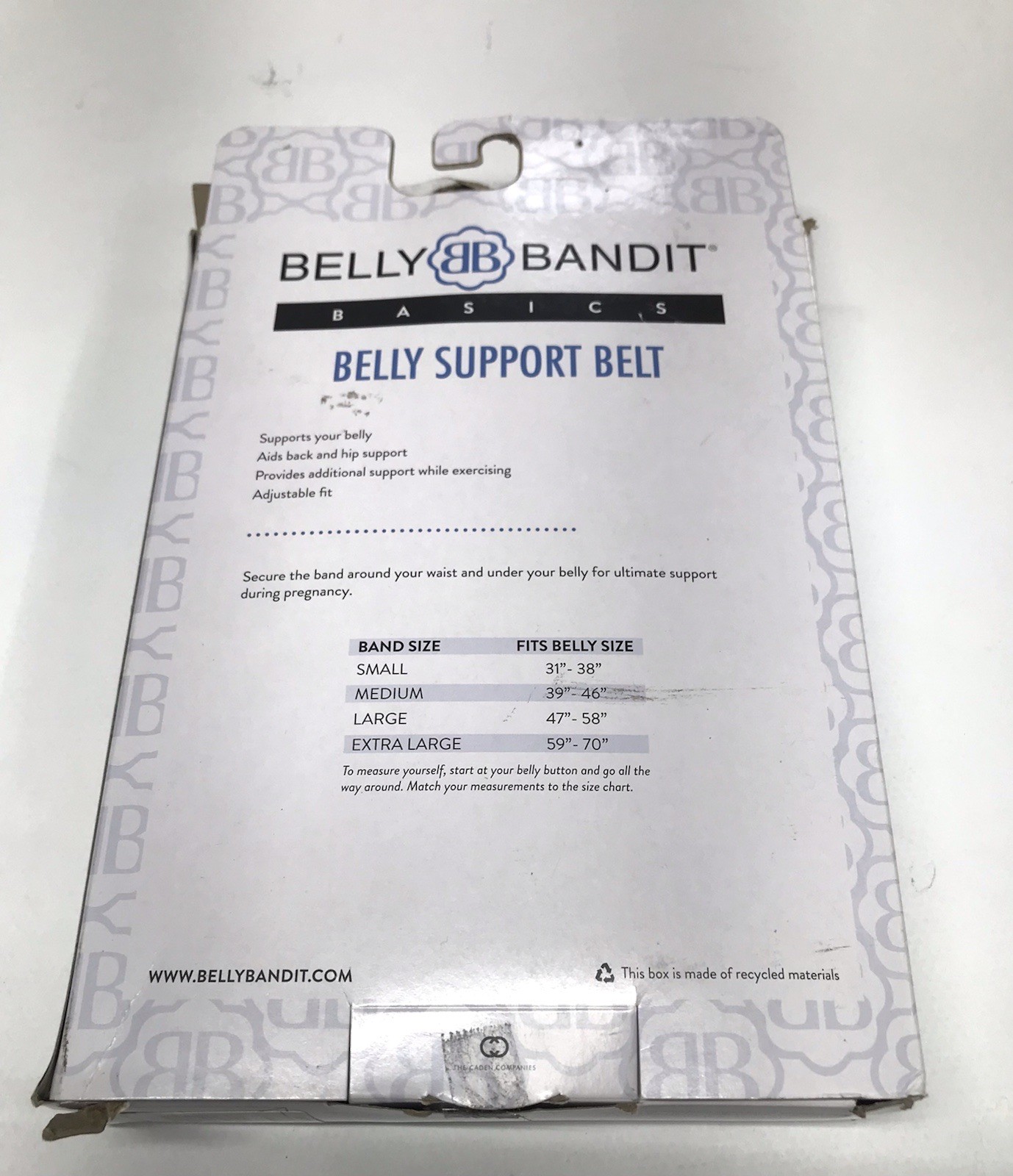 Belly & Back Maternity Support Belt Opened Box Missing a Gel Pack Size L