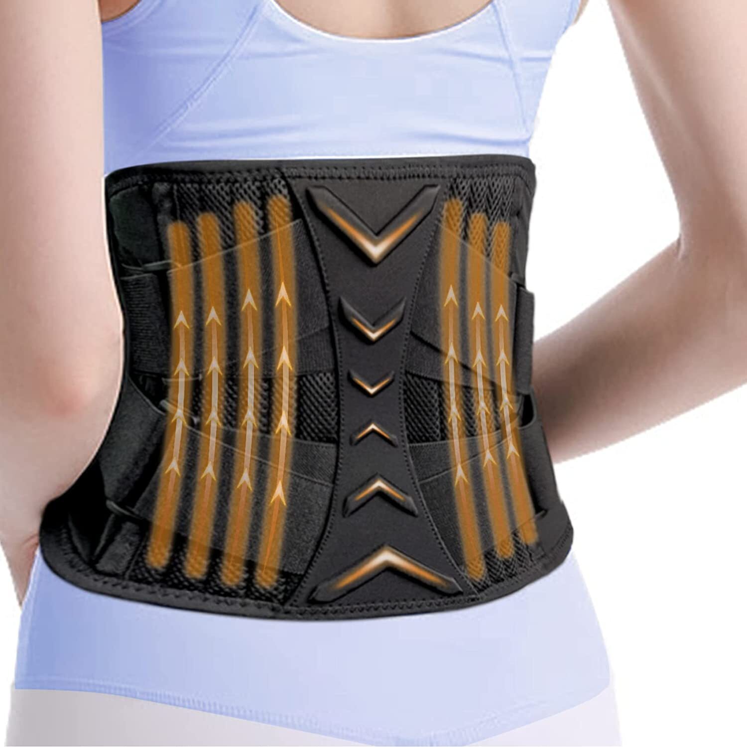 Lumbar Support Breathable Back Brace Lower Waist Back Belt Straps Pain Relief