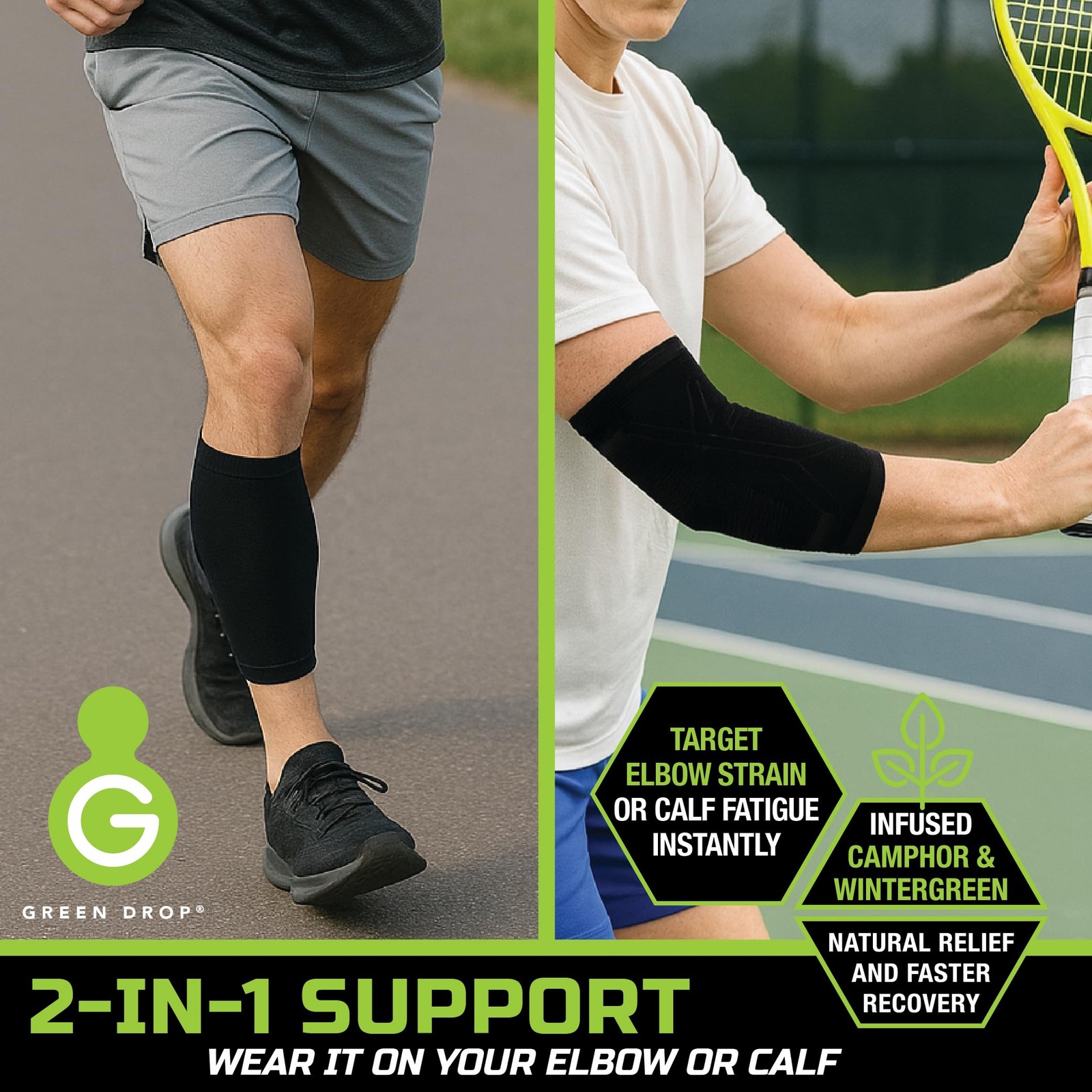 High-Performance Compression Elbow & Calf Sleeve, Brace for Tendonitis, Tenni…