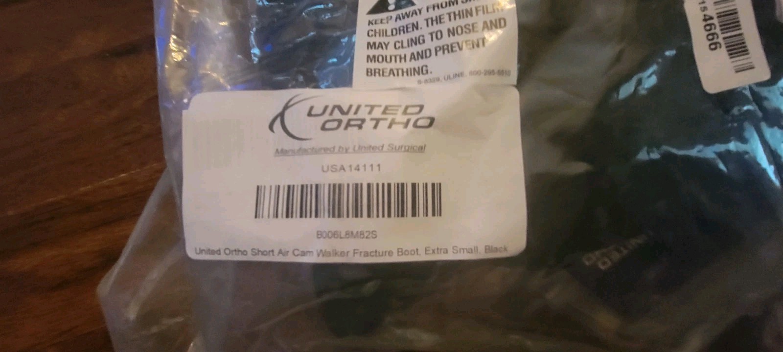 United Ortho USA14111 Short Air Cam Walker Fracture Boot, Black, XS