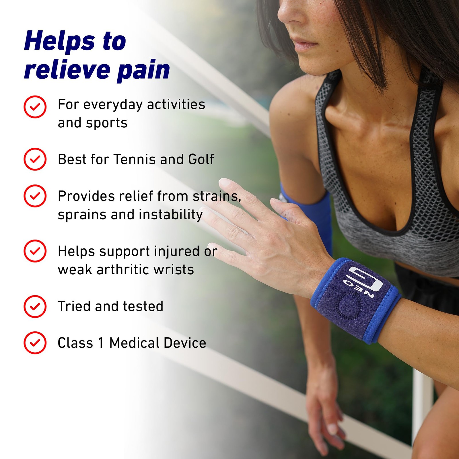 Neo-G Wrist Band – Support For Joint Pain, Arthritis, Sprains, One Size, Blue