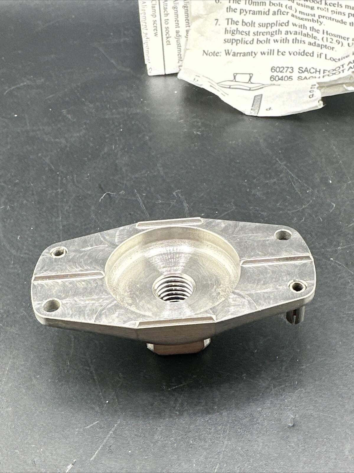 Prosthetic component part, Titanium Hosmer Sach Foot Adapter W/out Bolt. New