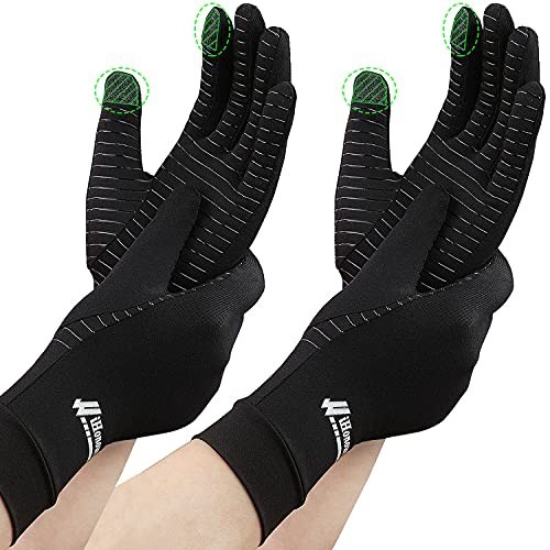 2 Pairs Copper Compression Gloves for Arthritis Pain Relief & Support – Medium