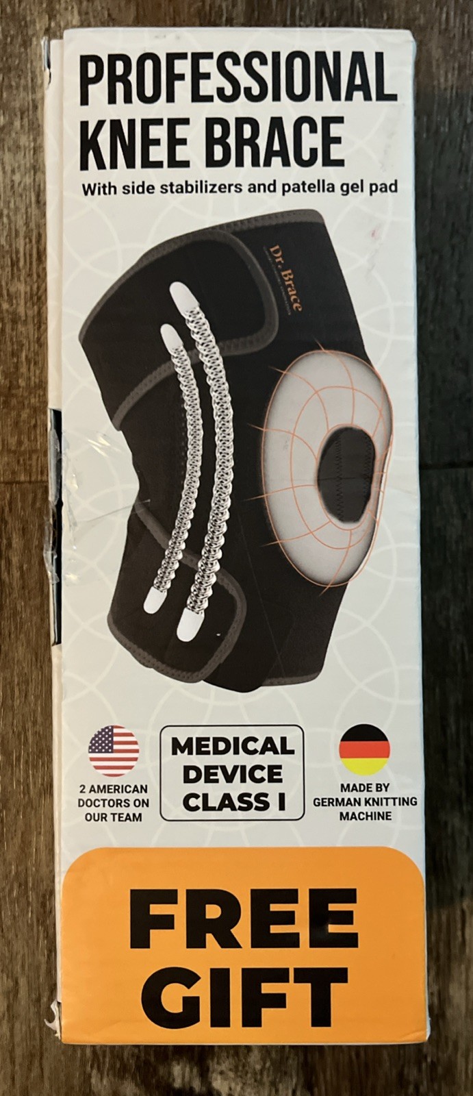 DR. BRACE Elite Knee Brace With Side Stabilizers & Patella Gel Pad Med Mercury
