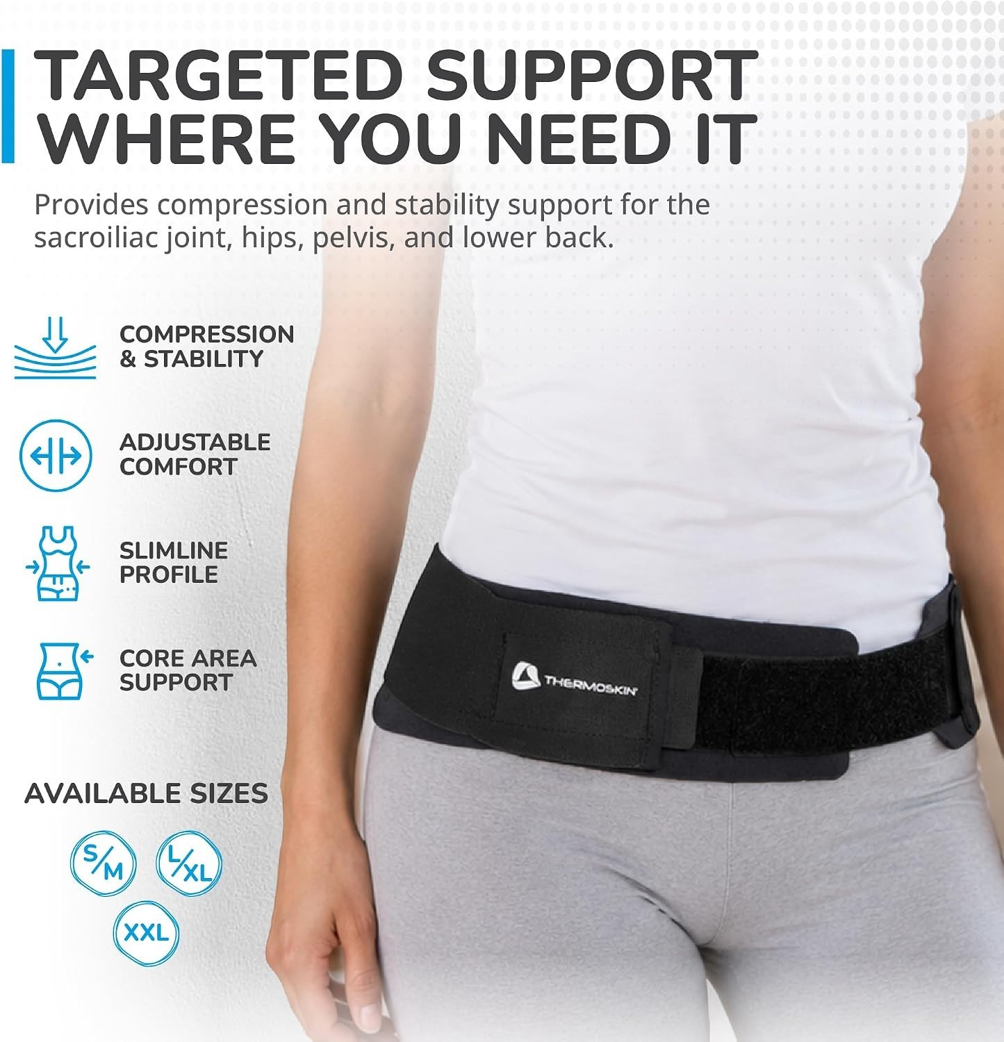 X-Large Black Sacroiliac Support Belt – Enhance Stability for Back Pain Relief