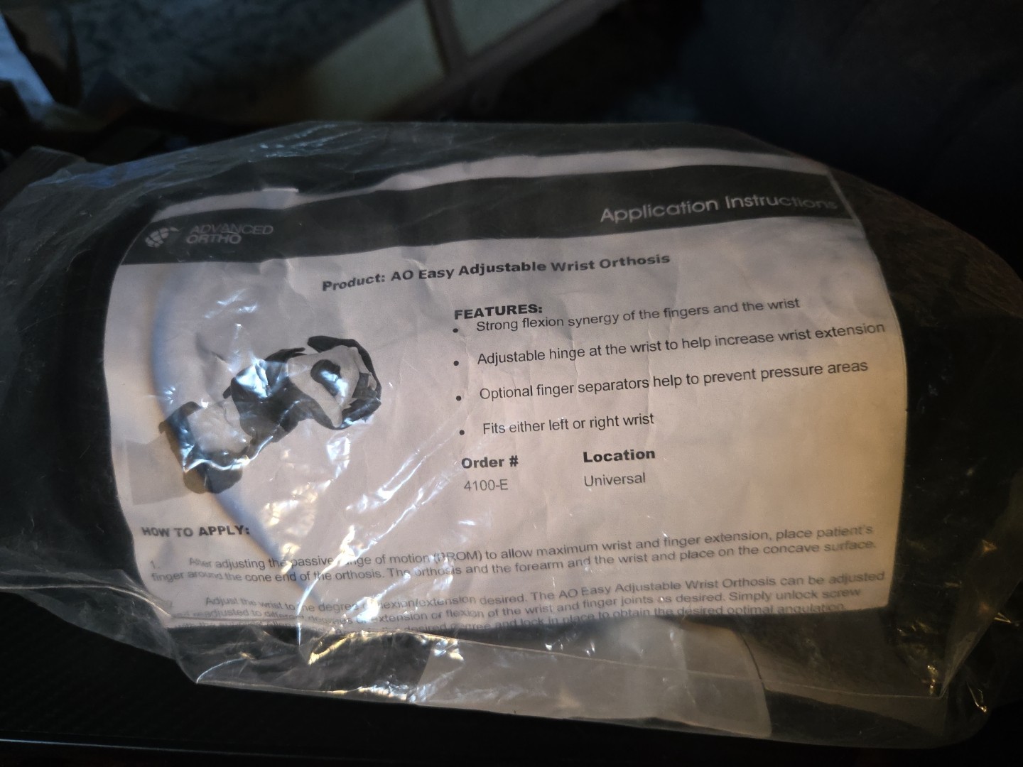 NEW – Advanced Ortho Easy Adjustable Wrist Orthosis # 4100-E