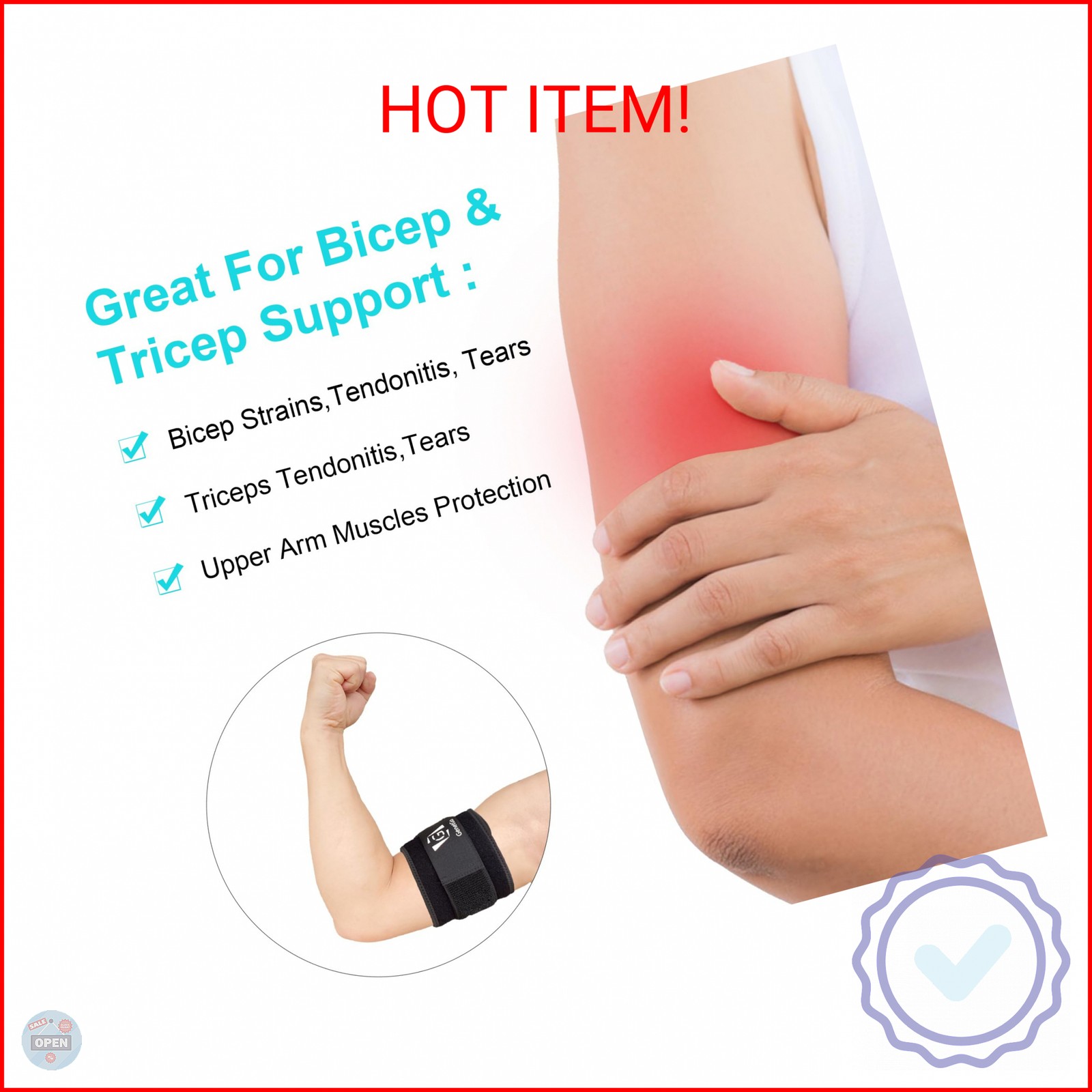 GenetGo Bicep & Tricep Tendonitis Brace Compression Sleeve – Pain Relief for Bic