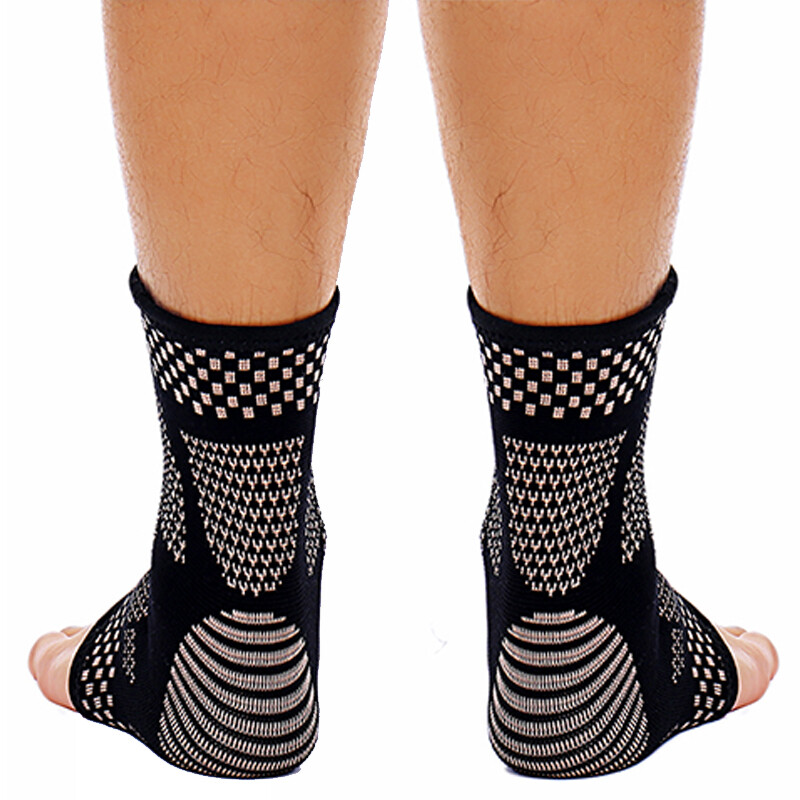 Copper Ankle Support Brace Foot Wrap Compression Sleeve Achilles Tendonitis BML
