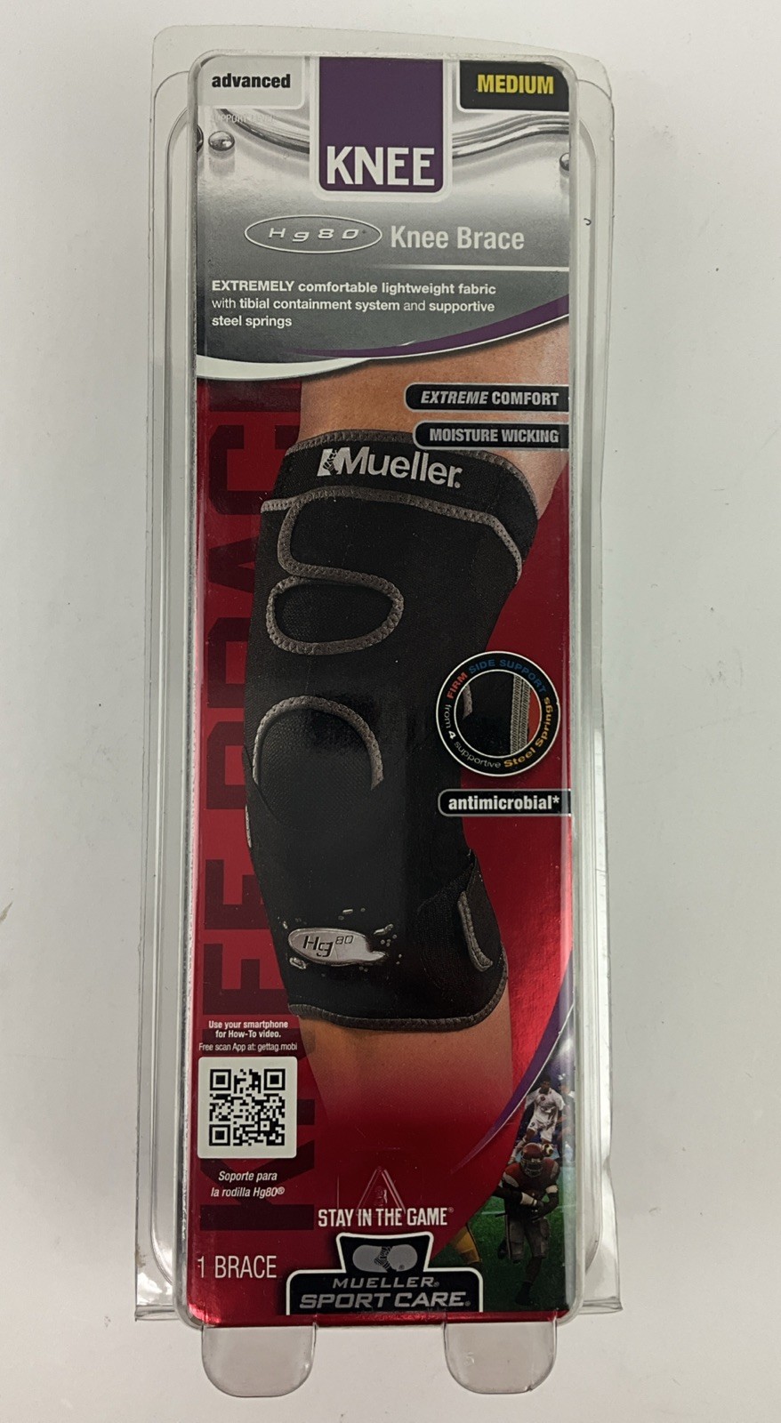 Mueller Medium HG80 Knee Brace Moisture Knicking Antibacterial New