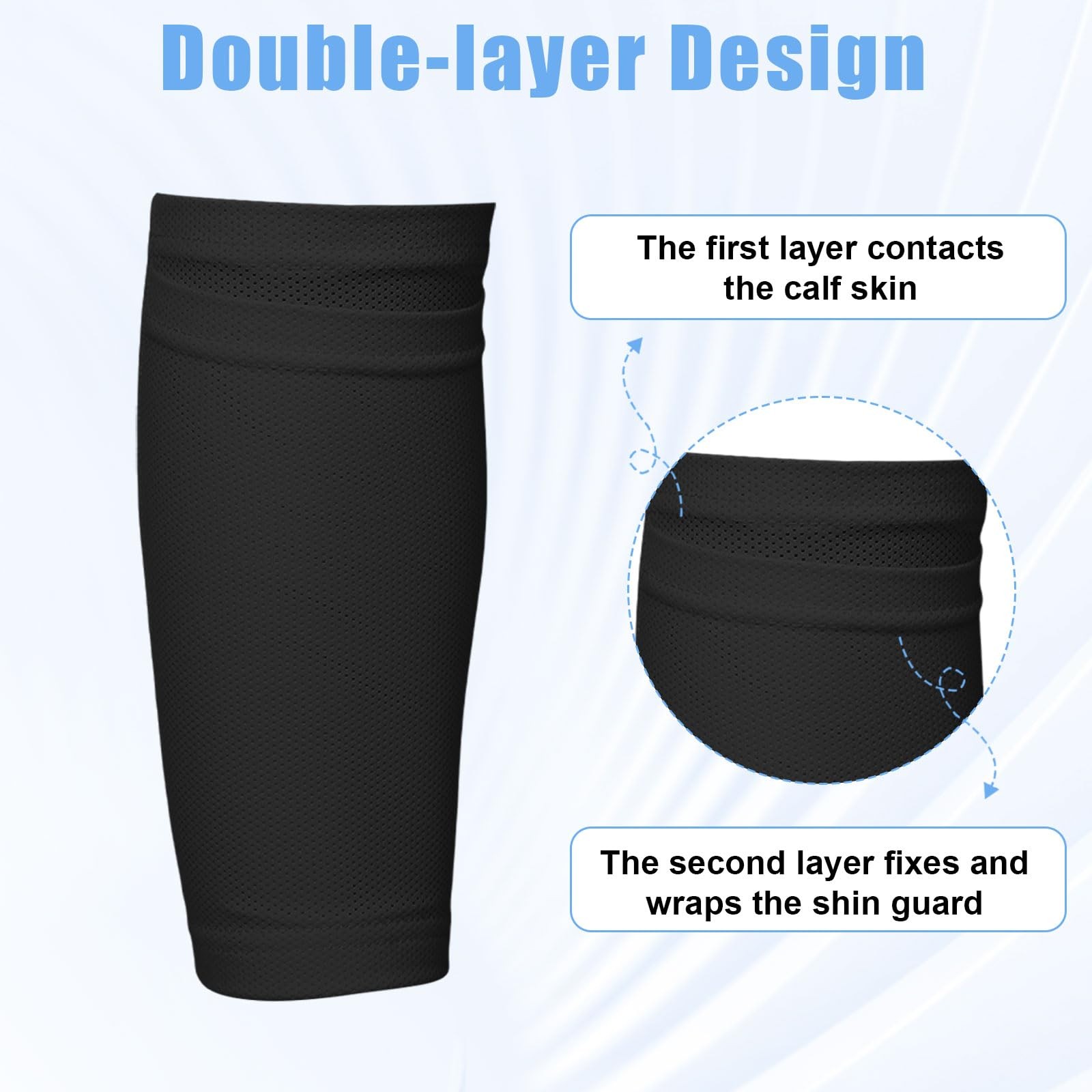 4Pack Double-Layer Soccer Shin Guard Sleeves with Pocket for Football Basketball