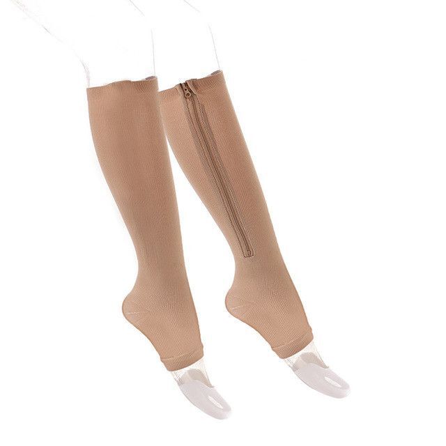 Zipper Compression Socks – Open Toe Thin Anti-Fatigue Stretchy High Sock Unisex