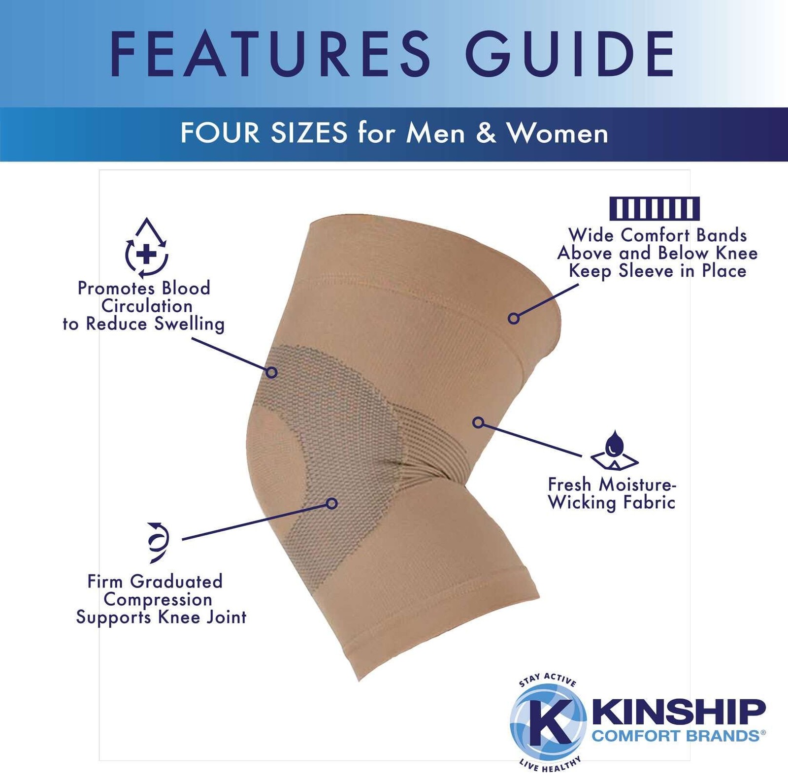 Kinship Comfort Brands Knee Brace Compression Sleeve for Men, Small, Black