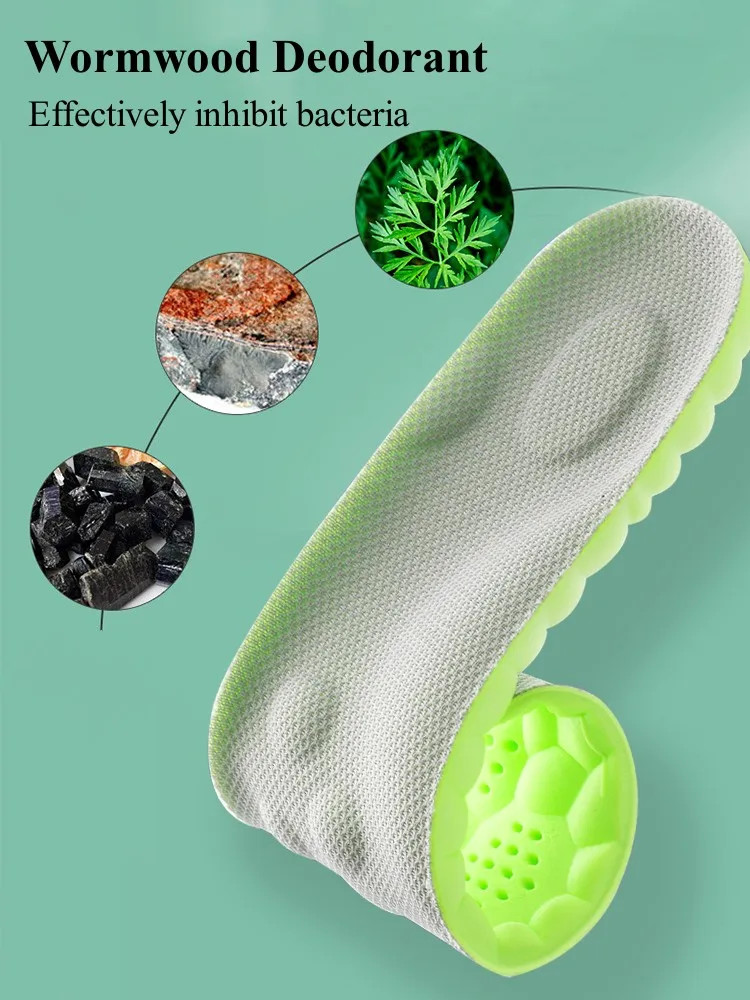 4D Latex Sports Shoes Insoles Super Soft High Elasticity Shoe Pads Anti-pain Deo