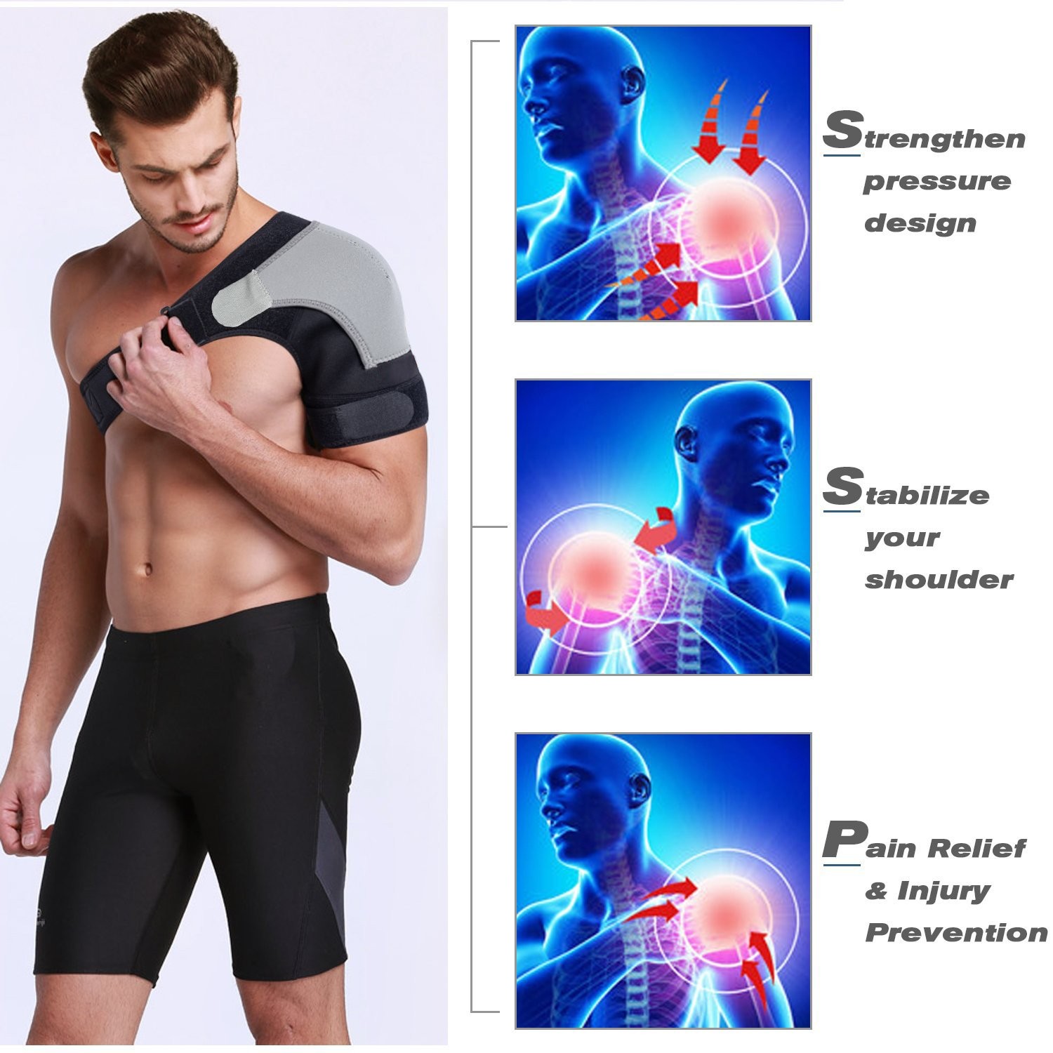 Shoulder Stability Brace Adjustable Shoulder Brace Support with Pressure Pad,…