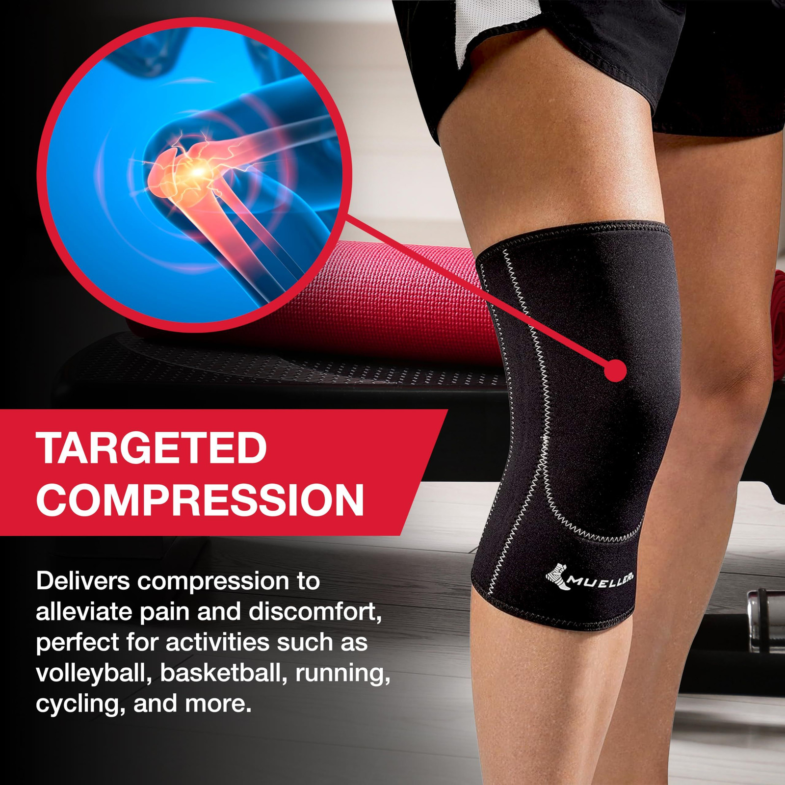 MUELLER Sports Medicine Closed Patella Knee Sleeve, Pain Medium, Black