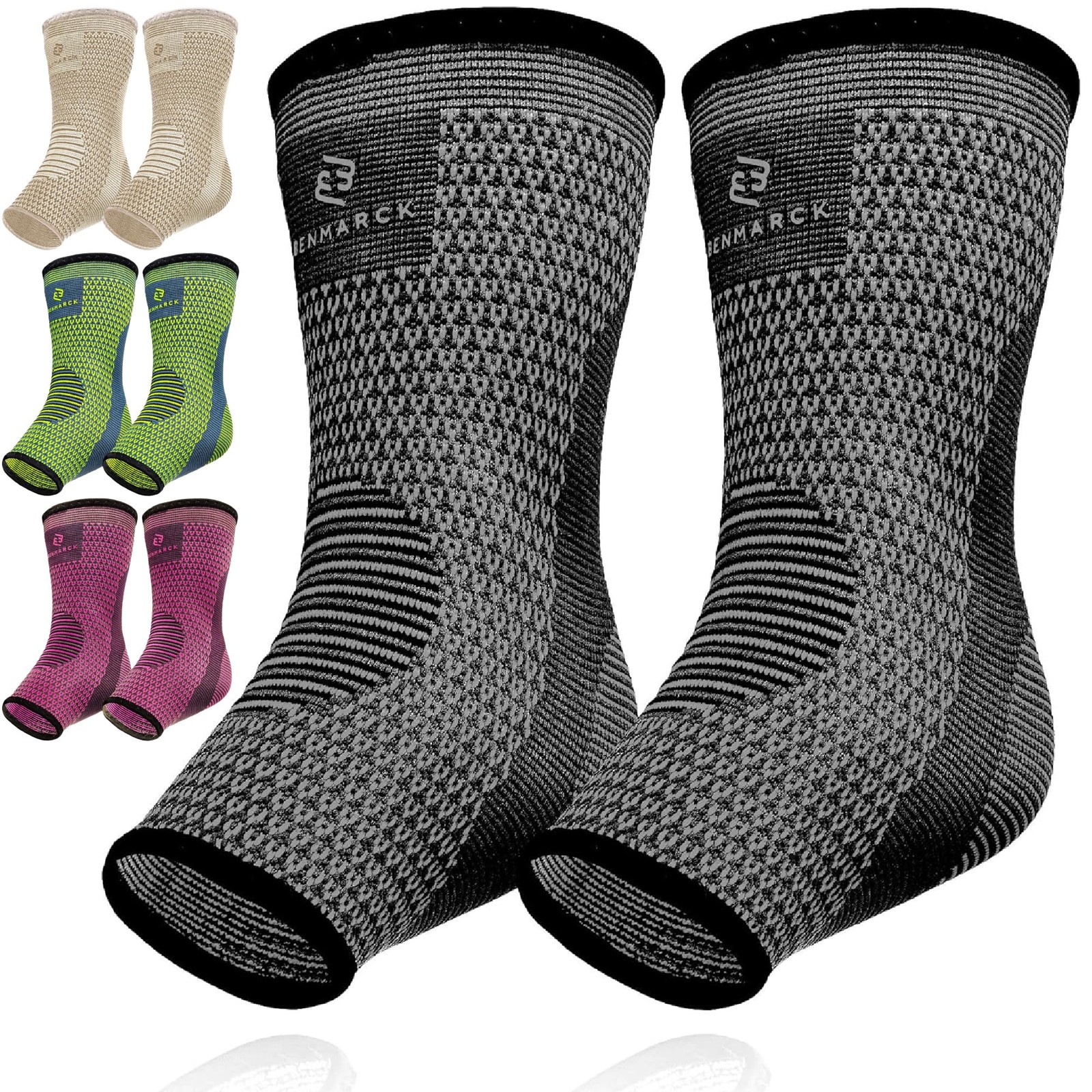 Benmarck Achilles Tendon Support Brace, Plantar Fasciitis Unisize, Gray Black
