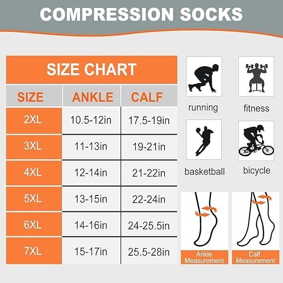 Premium Plus Size Compression Socks for Men Women Cycling Toeless Sport Socks