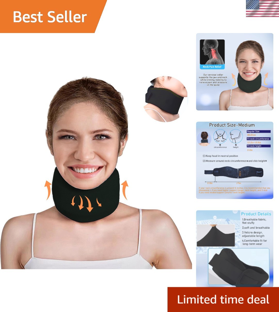 Adjustable Neck Brace Support Wrap Soft Foam Cervical Collar Neck Pain Relief