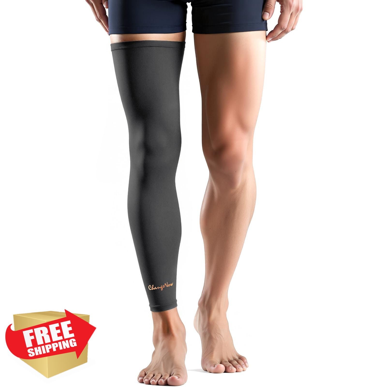 changenow Copper Compression Leg Sleeve Black Medium