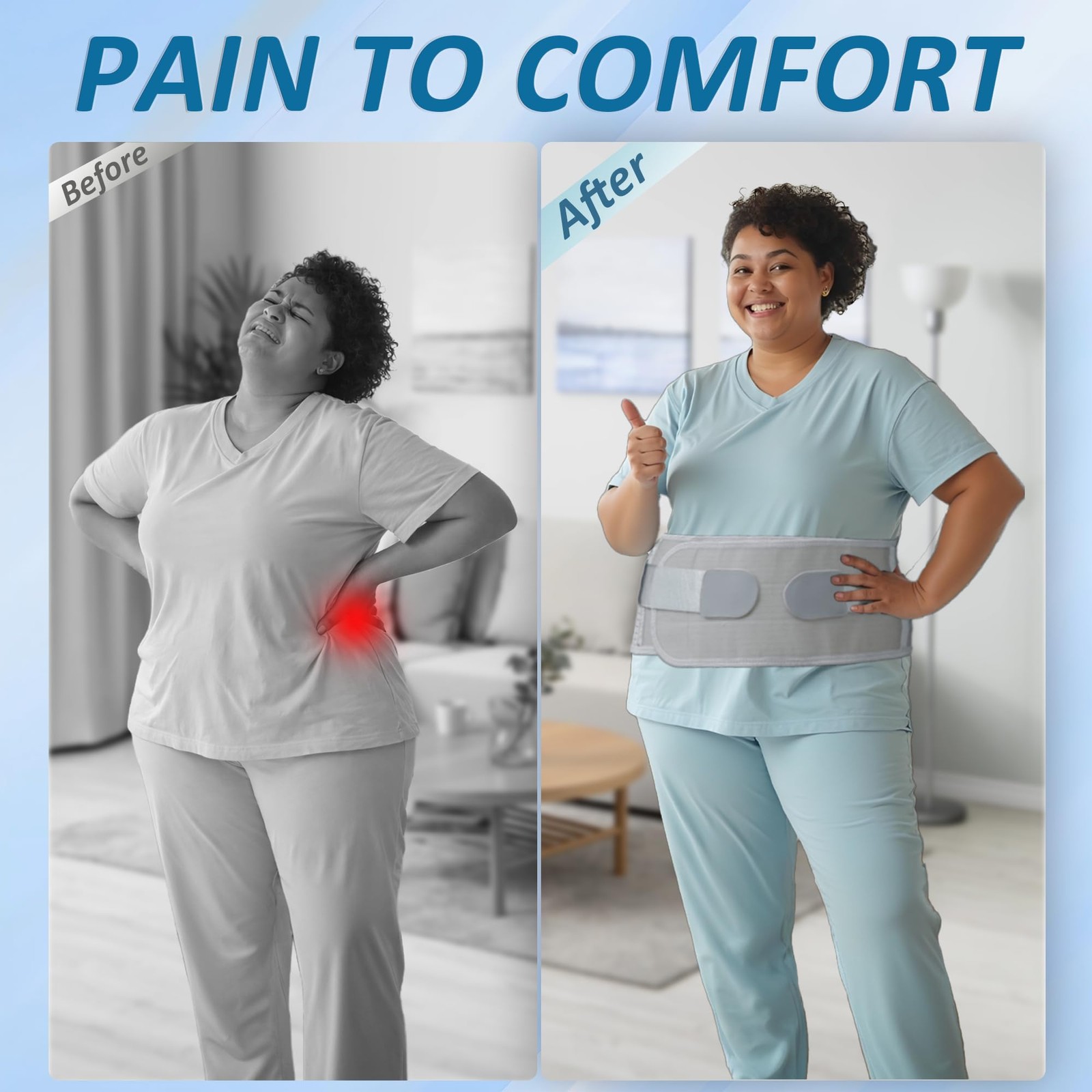 Plus Size Obese Belly Lower Back Support Brace Adjustable Fits 52 To 60 Inch