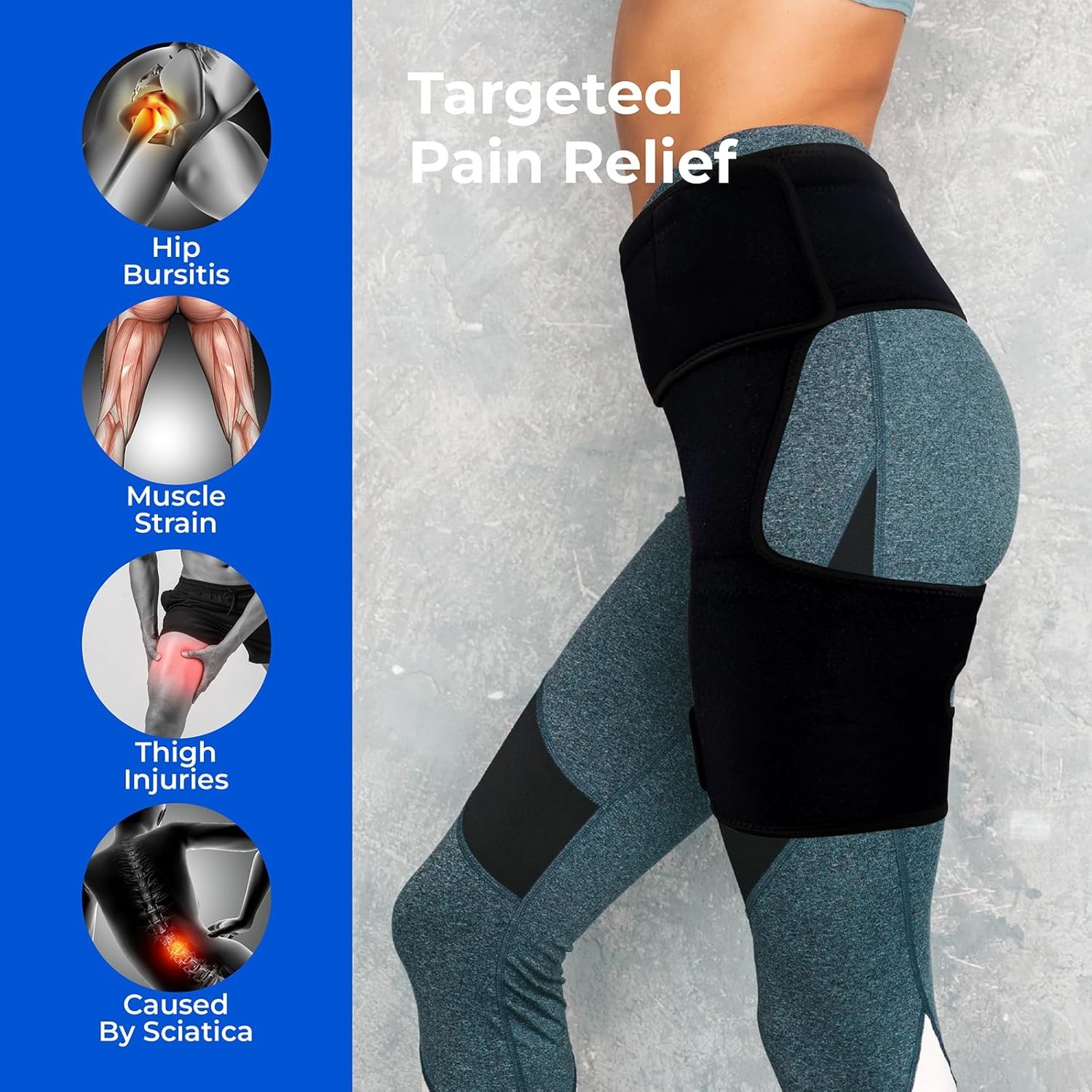 Hip Brace, Sciatica Pain Relief Devices, Brace for Women Men, Hips Black