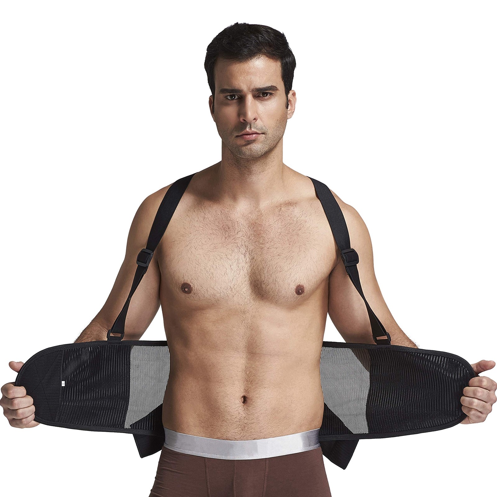 NeoTech Care Back Brace with Suspenders/Shoulder Straps – Light & L, Black