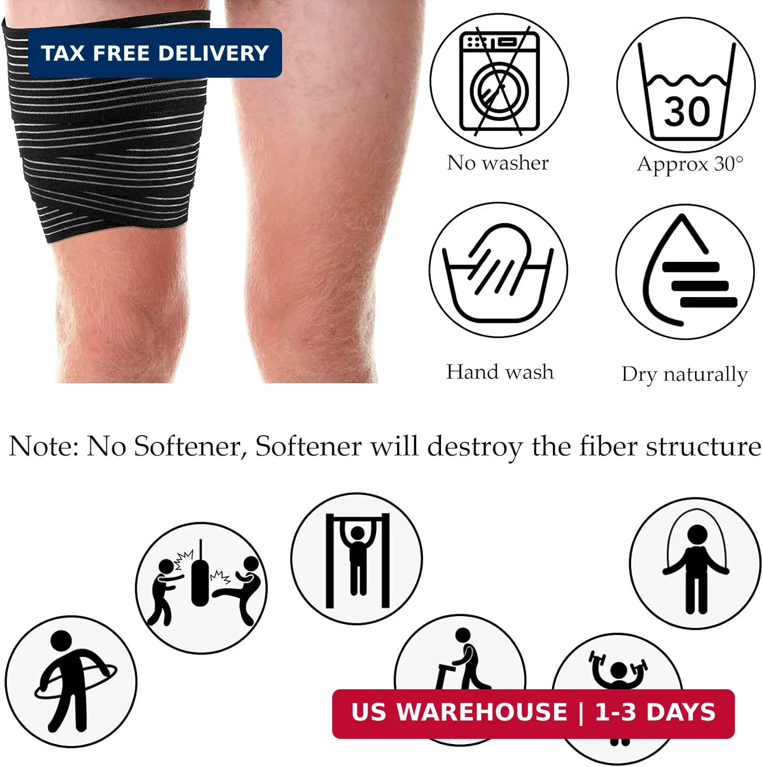 Compression Bandage Wraps for Leg, Elastic Calf Sleeve, Adjustable plus Size (2