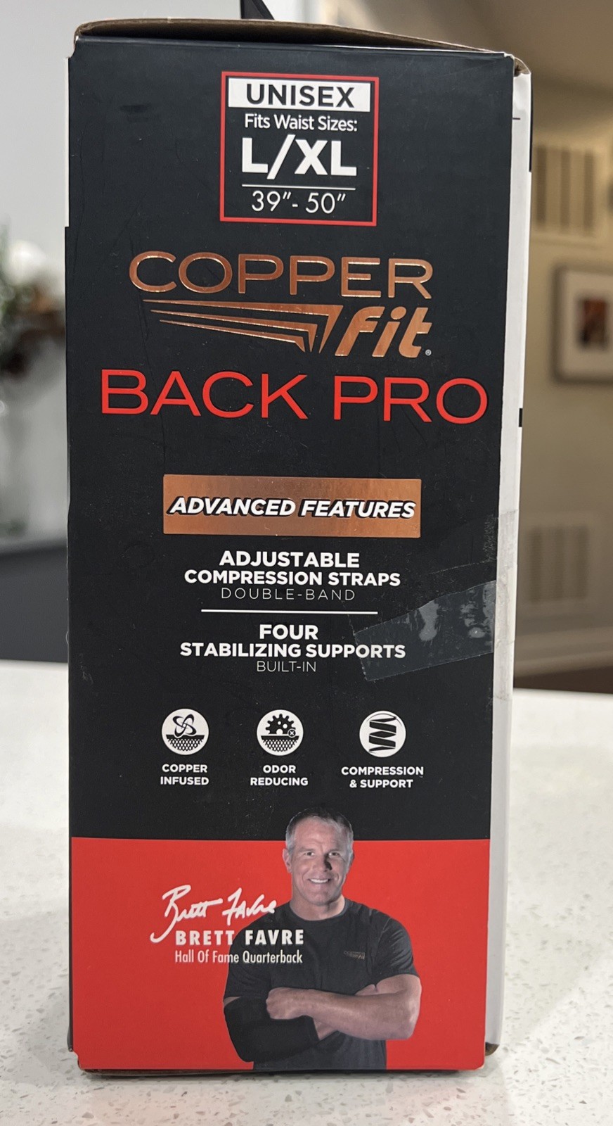 Copper Fit Black Back Pro Compression & Support Adjustable Straps L /XL Open box