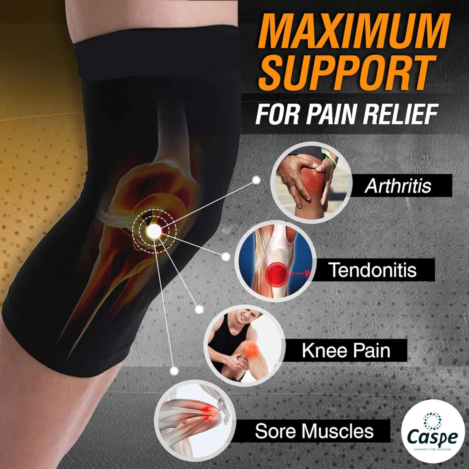 Caspe 2 Pack Knee Brace Support Stabilizer Patella Adjustable Knee Wrap Gift