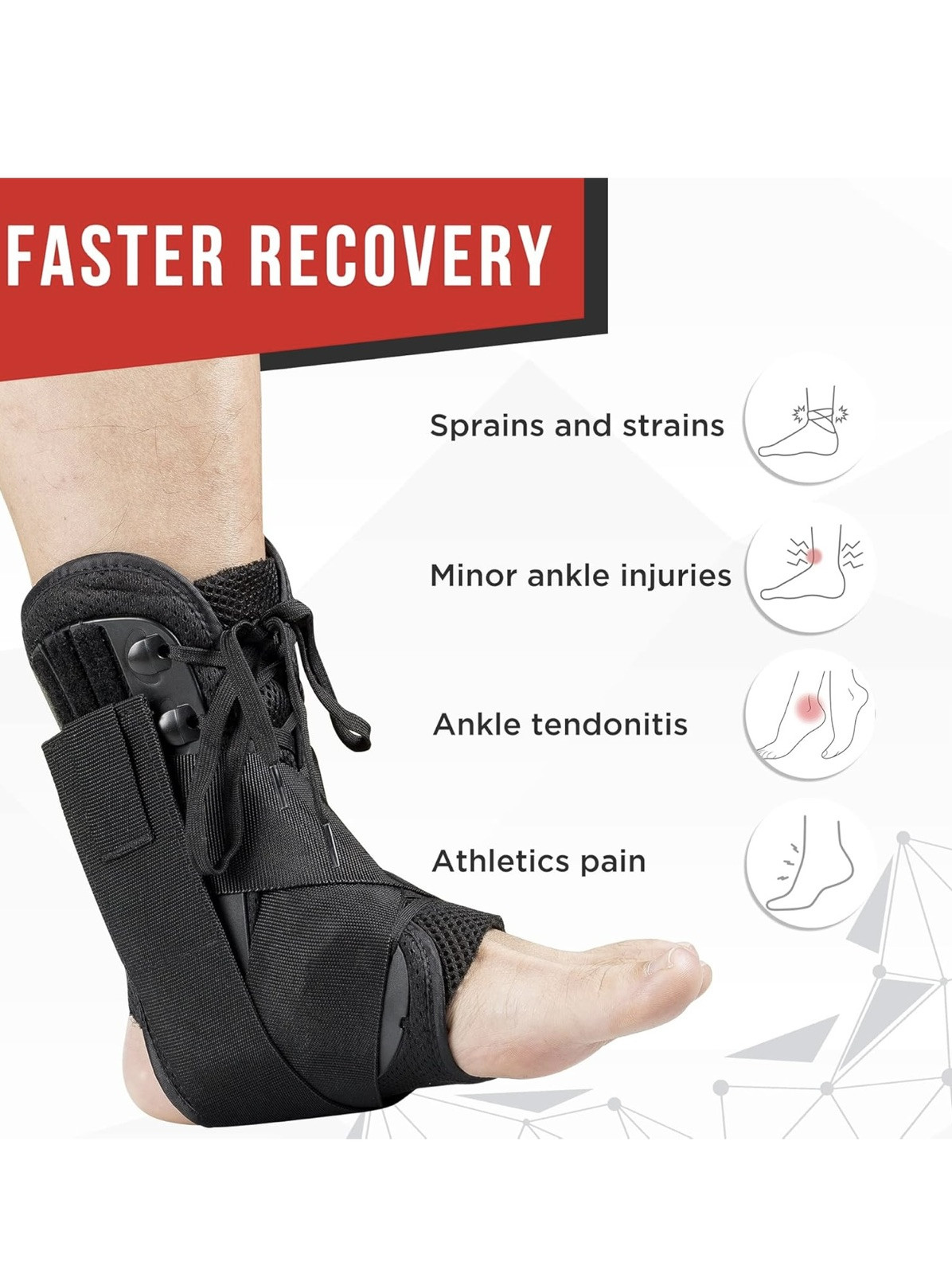 Ankle Stabilizer Brace with Adjustable Ankle Support, (Large)