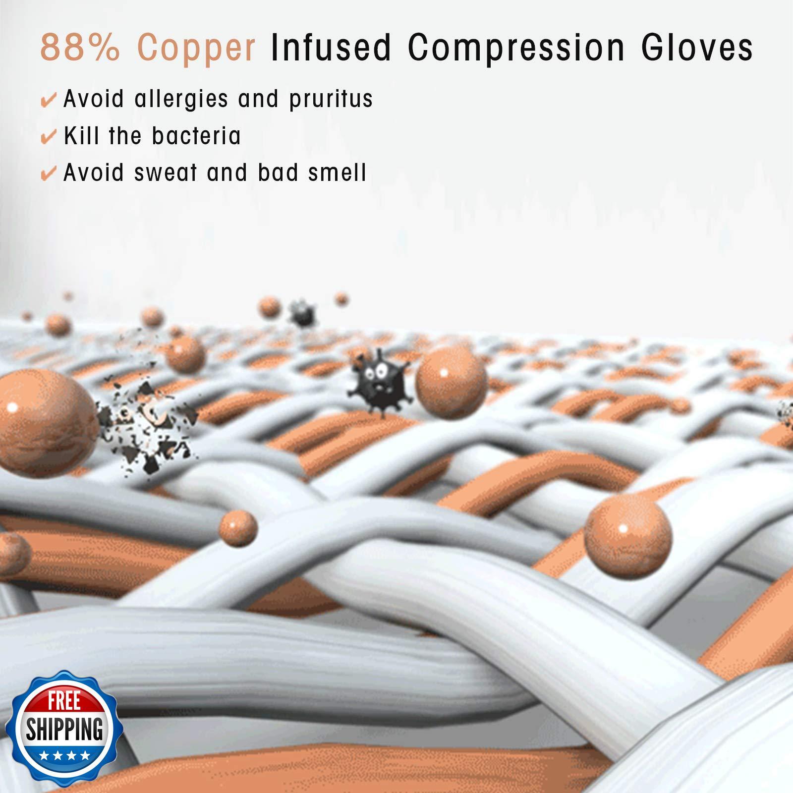 HENOTIC Copper Arthritis Gloves for Women Men, Wrist Reinforcement Fingerless