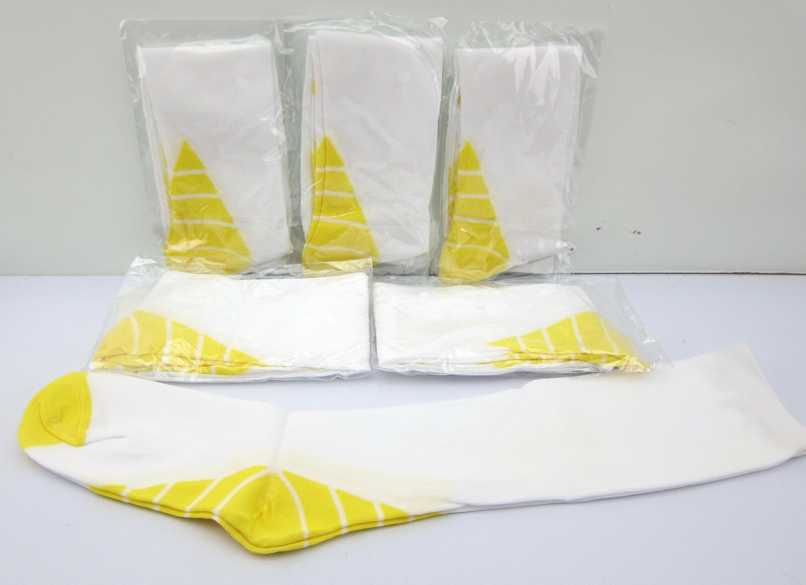 6 Pair Women’s Compression Socks White Yellow 30-35 mmhg Large Medical Running